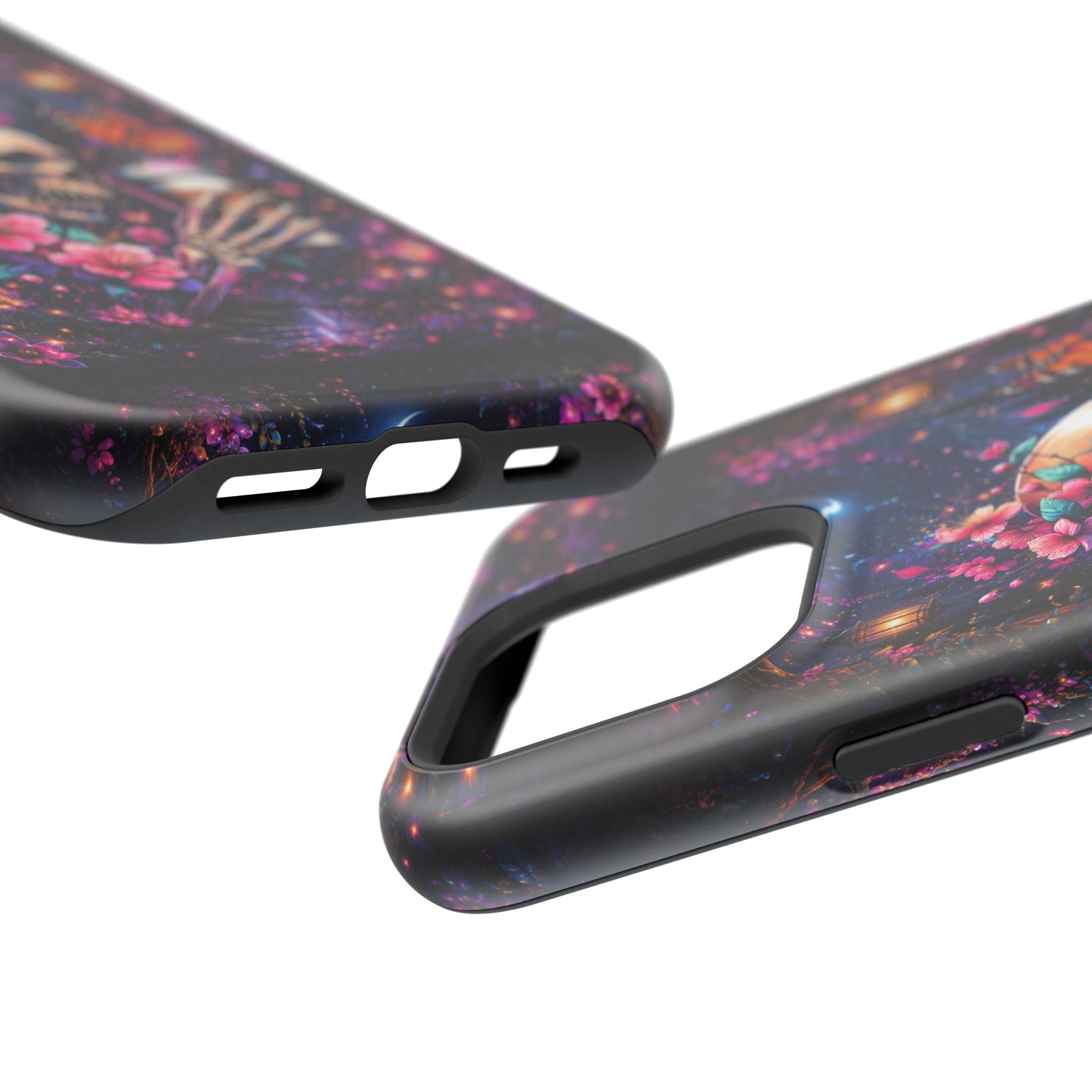 Skull & Cherry Blossom Phone Case – Floral Gothic MagSafe Cover