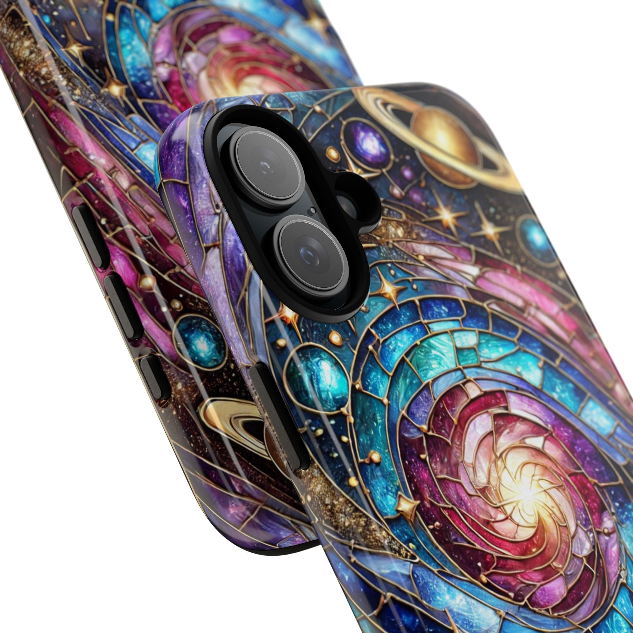 Galaxy Swirl Stained Glass Phone Case – Cosmic Celestial Cover