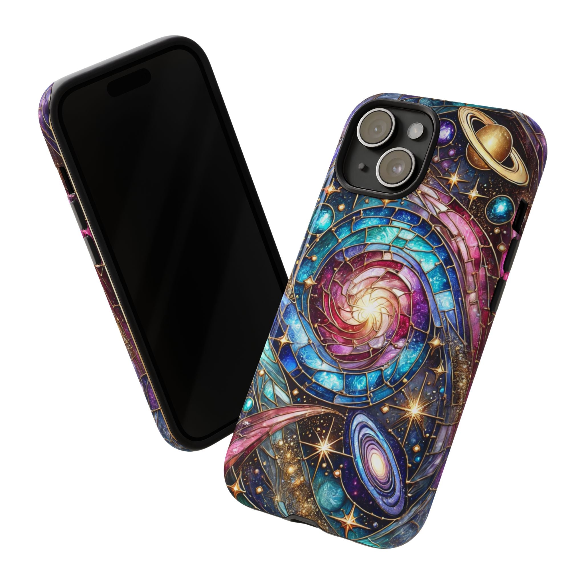 Galaxy Swirl Stained Glass Phone Case – Cosmic Celestial Cover