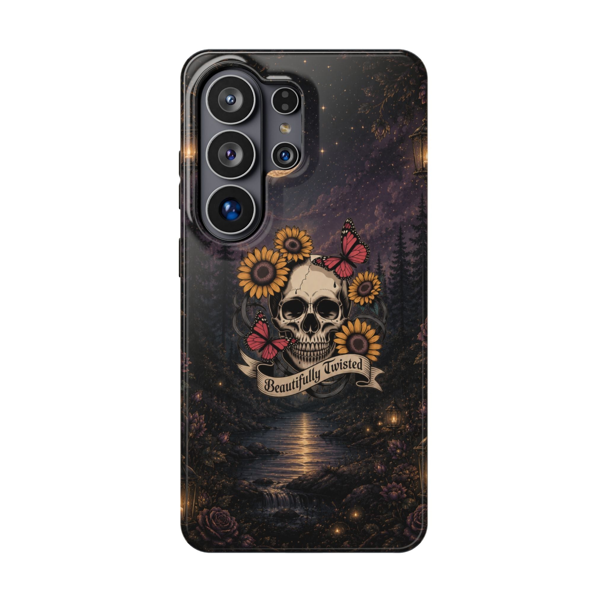 Skull, Sunflowers & Butterflies Phone Case – "Beautifully Twisted" MagSafe Cover