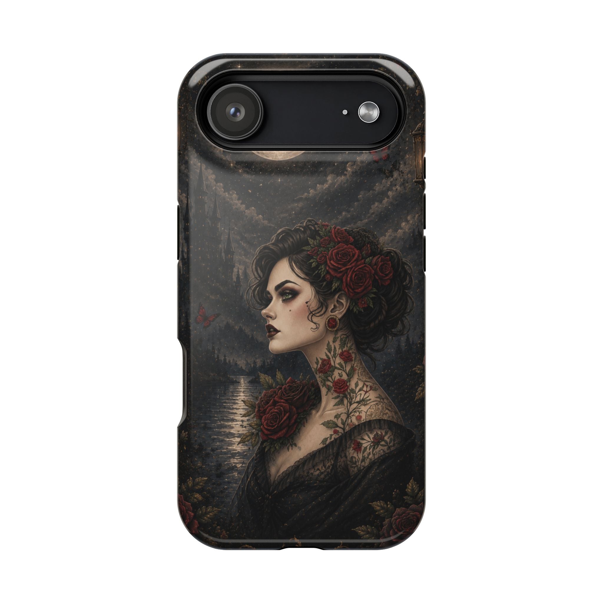 Gothic Rose Portrait Phone Case – Dark Romance MagSafe-Compatible Cover