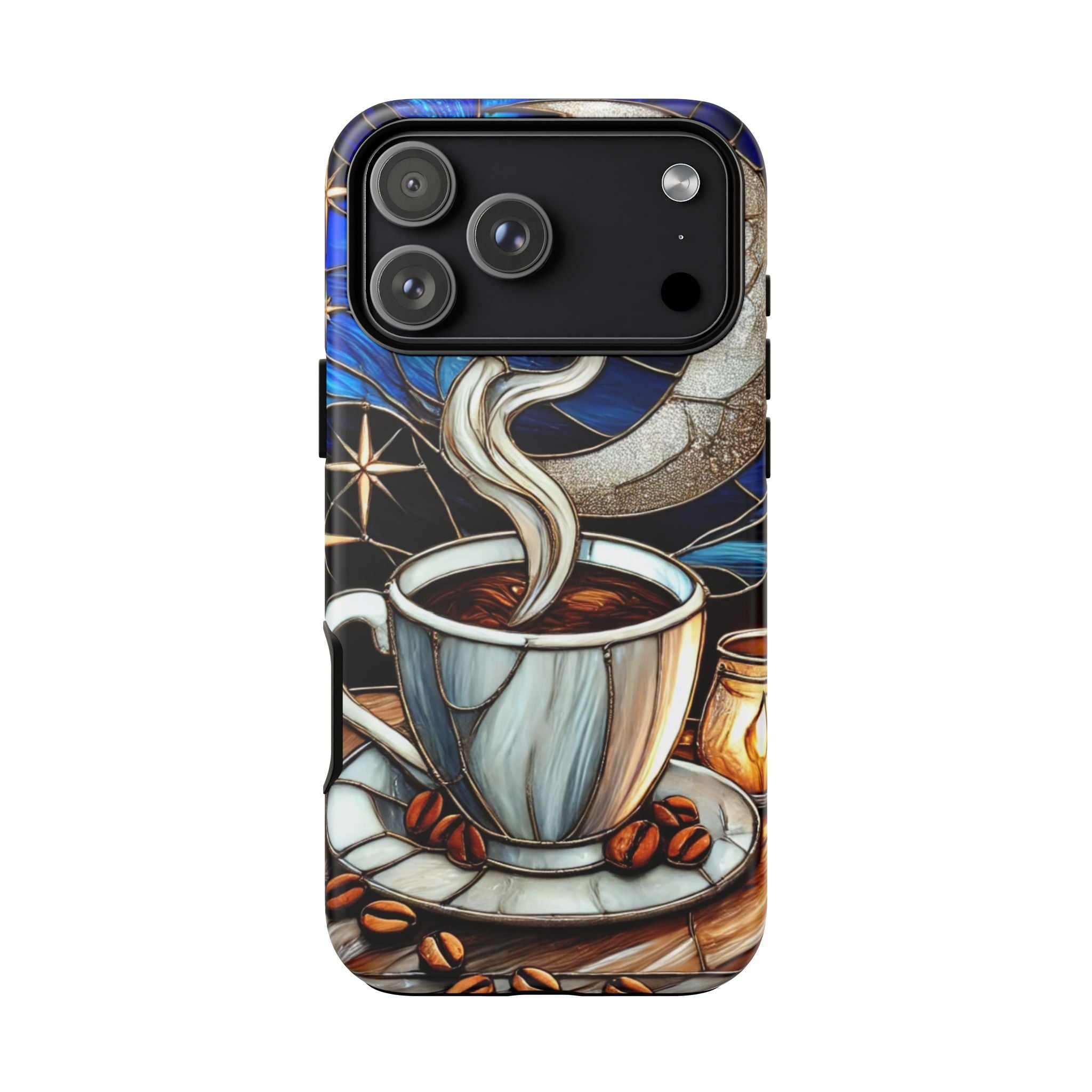 Stained Glass Coffee Phone Case – Cozy Artistic Design for Coffee Lovers