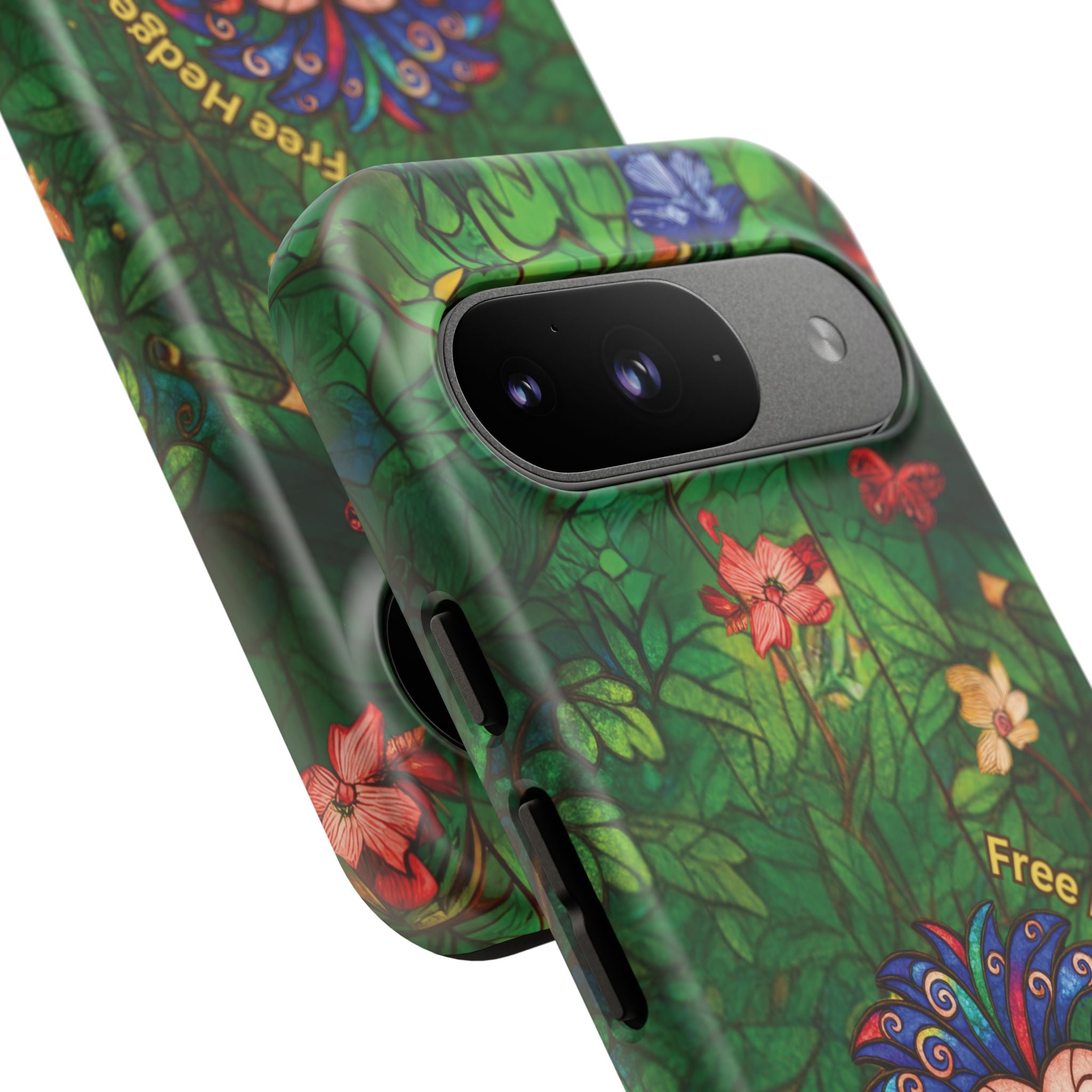 Stained Glass Hedgehog Phone Case – "Free Hedgehugs" Floral Design