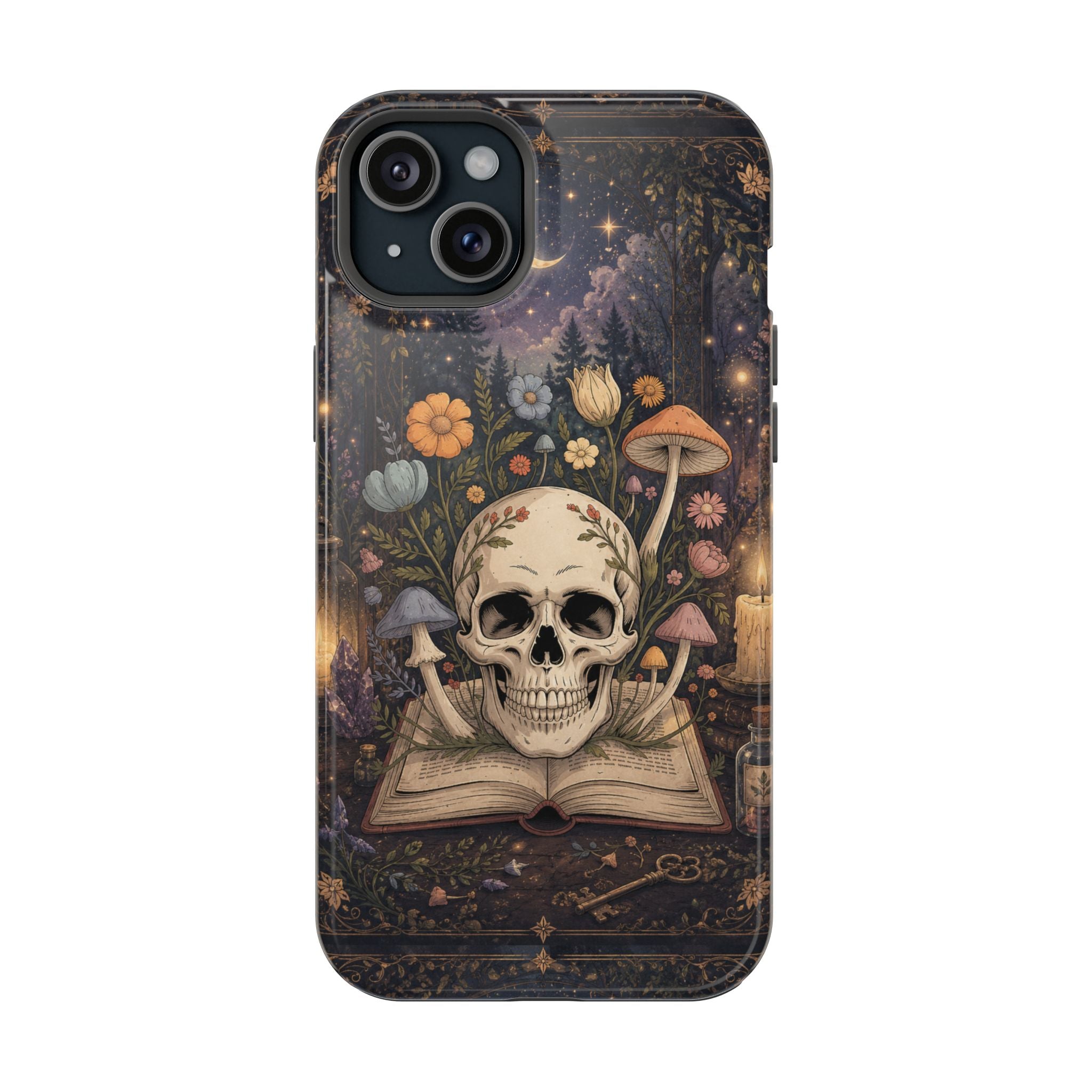 Skull & Mushroom Phone Case – Gothic MagSafe-Compatible Impact-Resistant Case