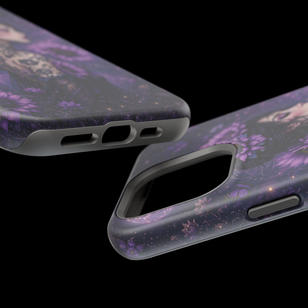 Gothic Floral Woman Phone Case – Dark Botanical MagSafe-Compatible Cover