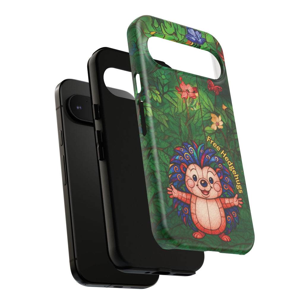 Stained Glass Hedgehog Phone Case – "Free Hedgehugs" Floral Design