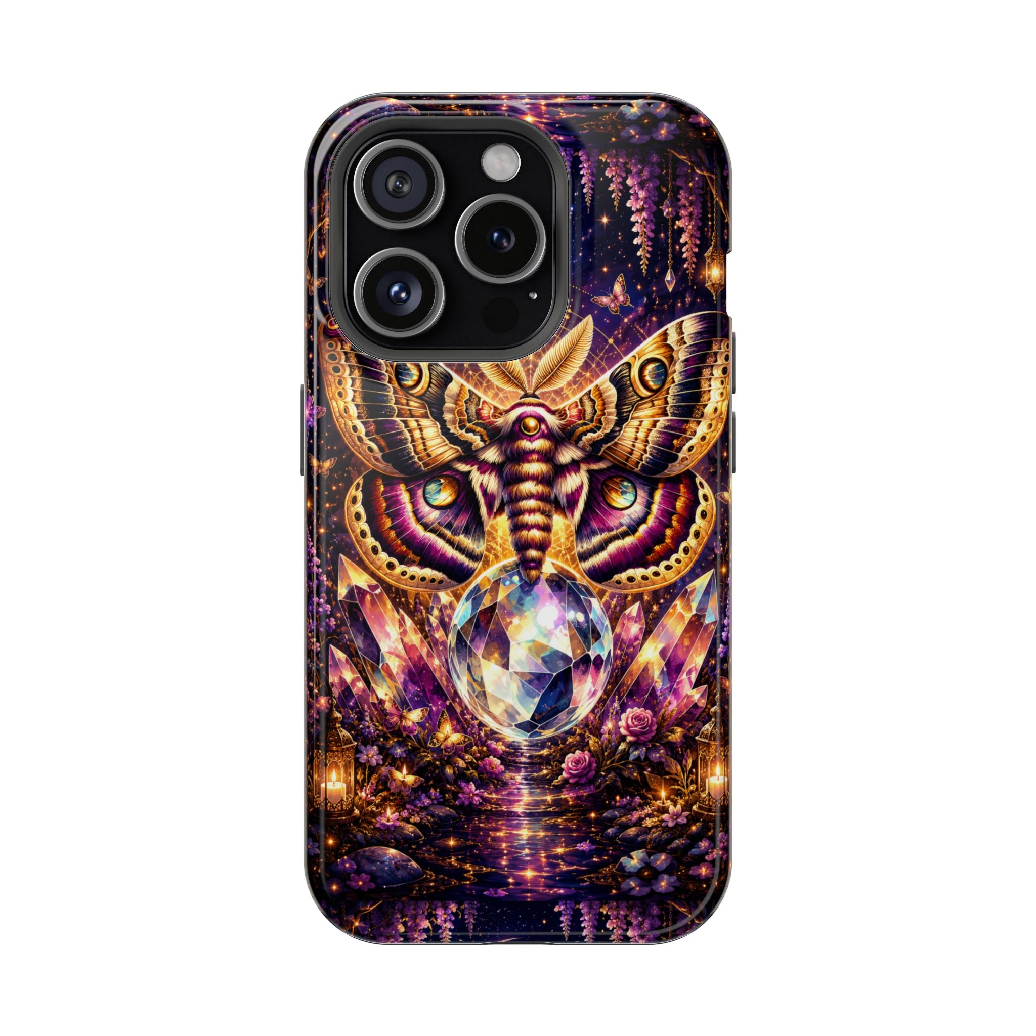 Mystic Moth Crystal Phone Case – Jewel-Toned MagSafe-Compatible Cover