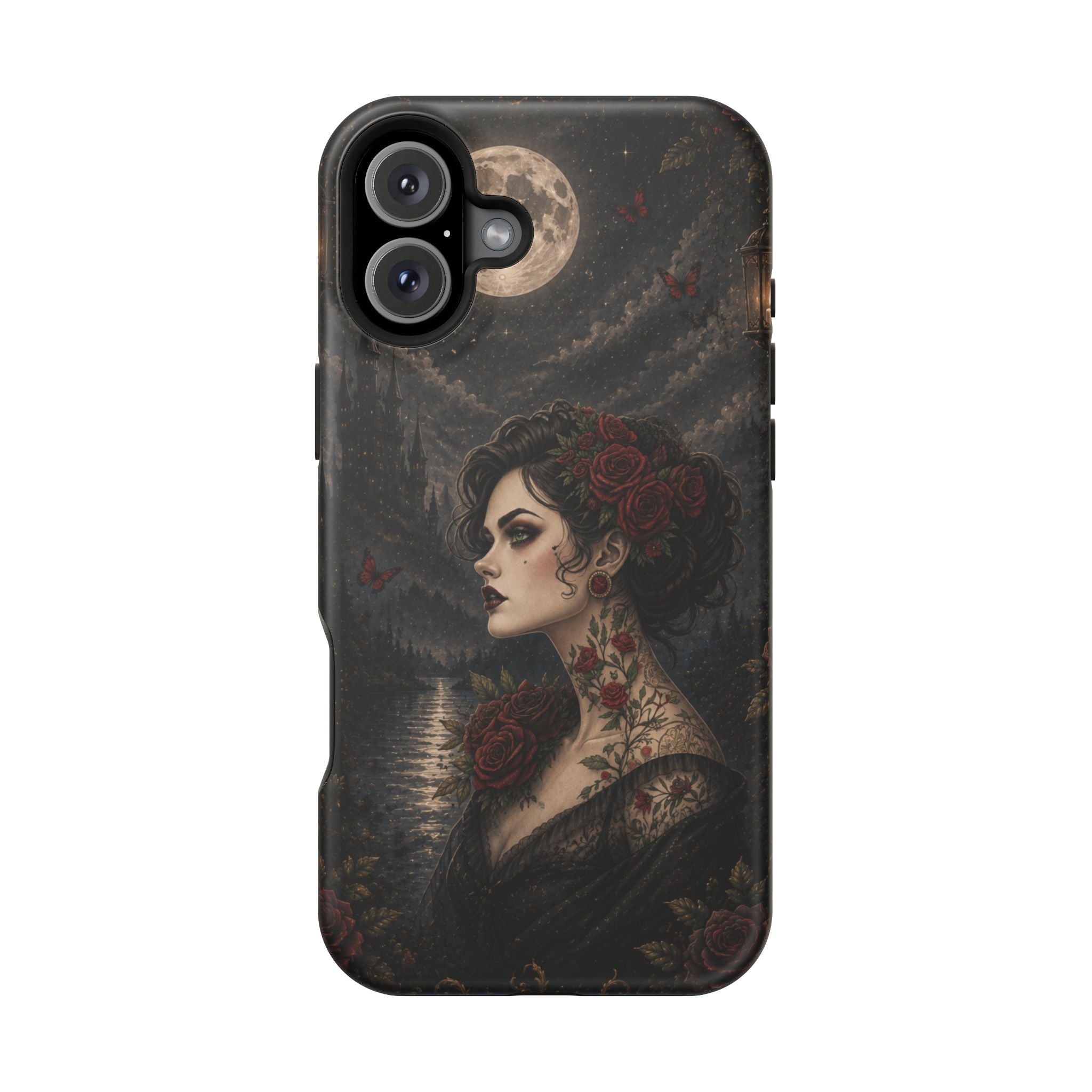 Gothic Rose Portrait Phone Case – Dark Romance MagSafe-Compatible Cover