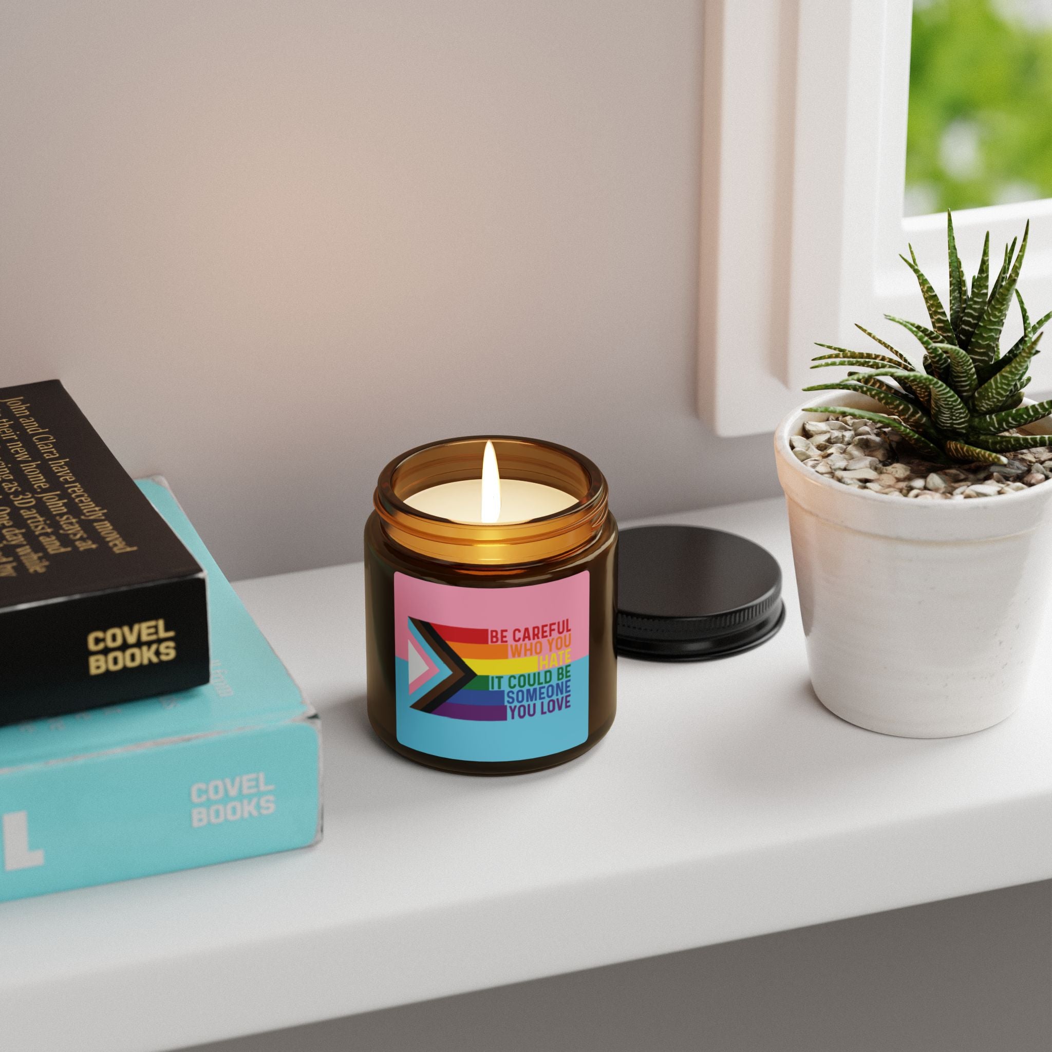 Rainbow Pride Scented Soy Candle, Be Careful Who You Hate Gift for LGBTQ, Gay Pride Month Celebrations, Inclusive Statement Candle Grad Gift