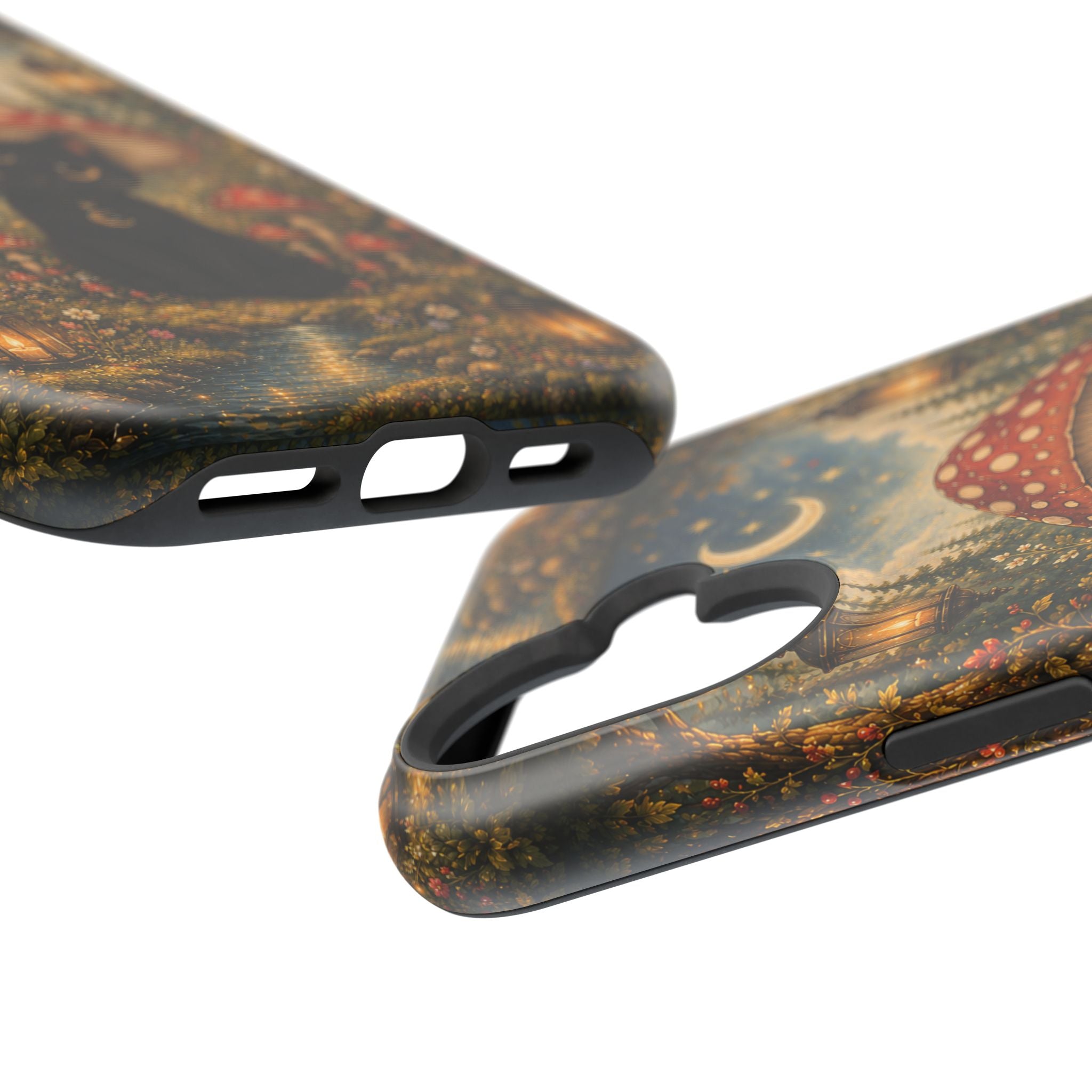 Black Cat & Mushroom Phone Case – Magical MagSafe-Compatible Cover