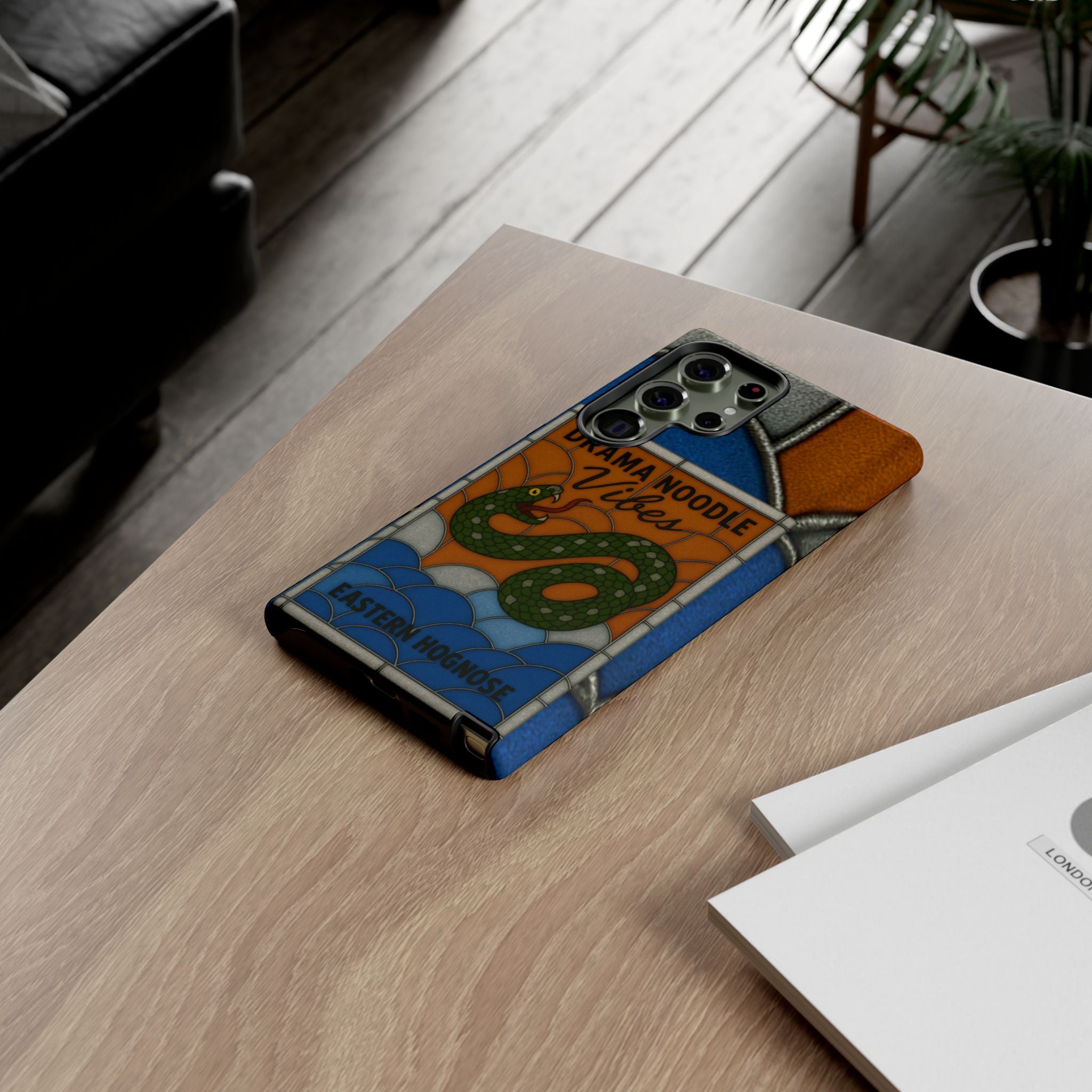 Stained Glass Snake Phone Case – Vibrant Drama Noodle Aesthetic Cover