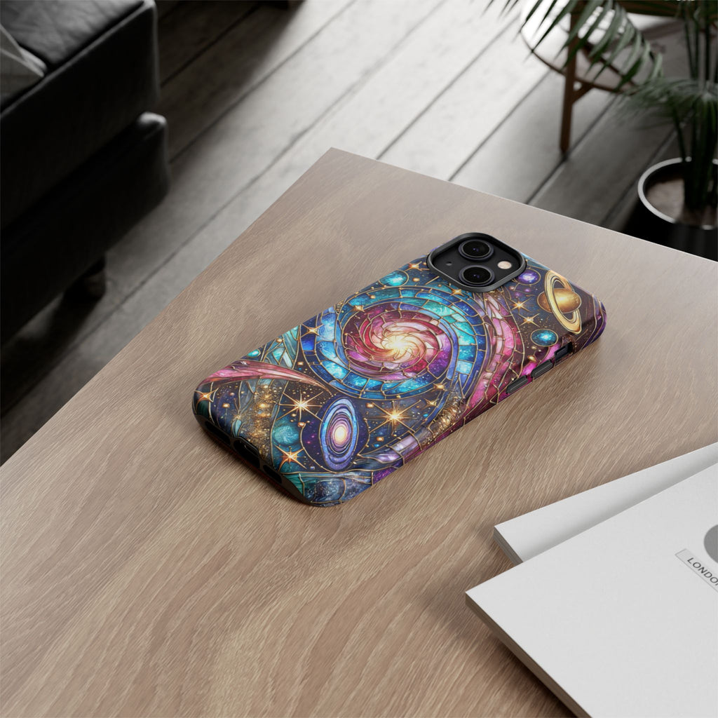 Galaxy Swirl Stained Glass Phone Case – Cosmic Celestial Cover