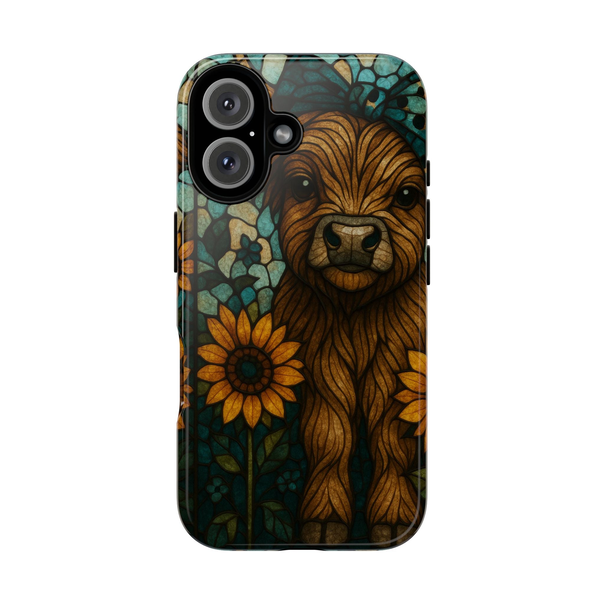Stained Glass Baby Cow Phone Case – Sunflower Farmhouse Animal Design