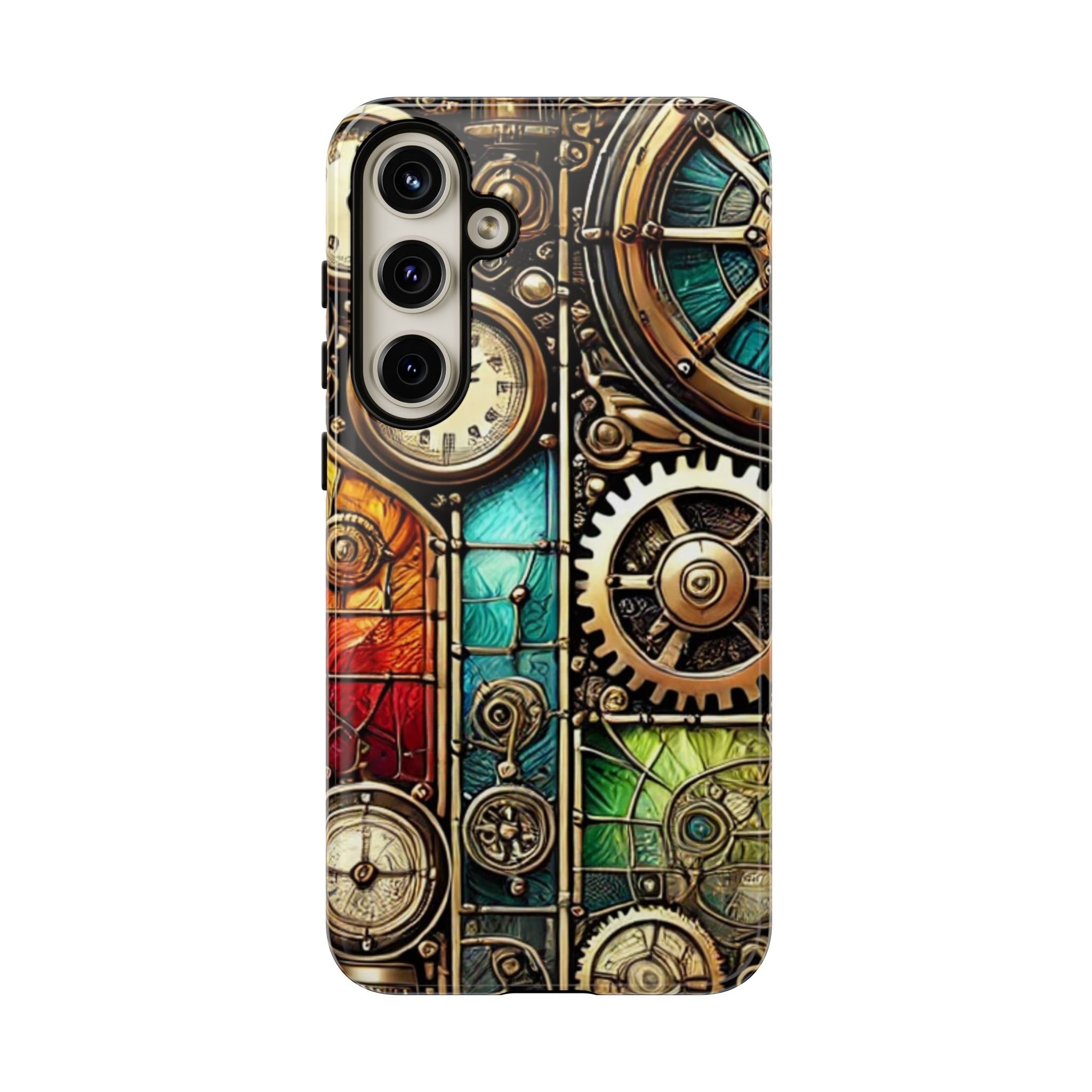 Steampunk Faux Stained Glass Android Phone Case – 3D Full-Wrap Protective Cover with TPU Liner