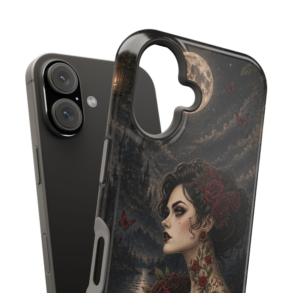 Gothic Rose Portrait Phone Case – Dark Romance MagSafe-Compatible Cover