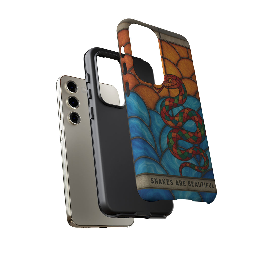 Snakes Are Beautiful Stained Glass Phone Case, Colorful Reptile Design Phone Cover, Nature Lovers Reptile Phone Case, Danger Noodle Case