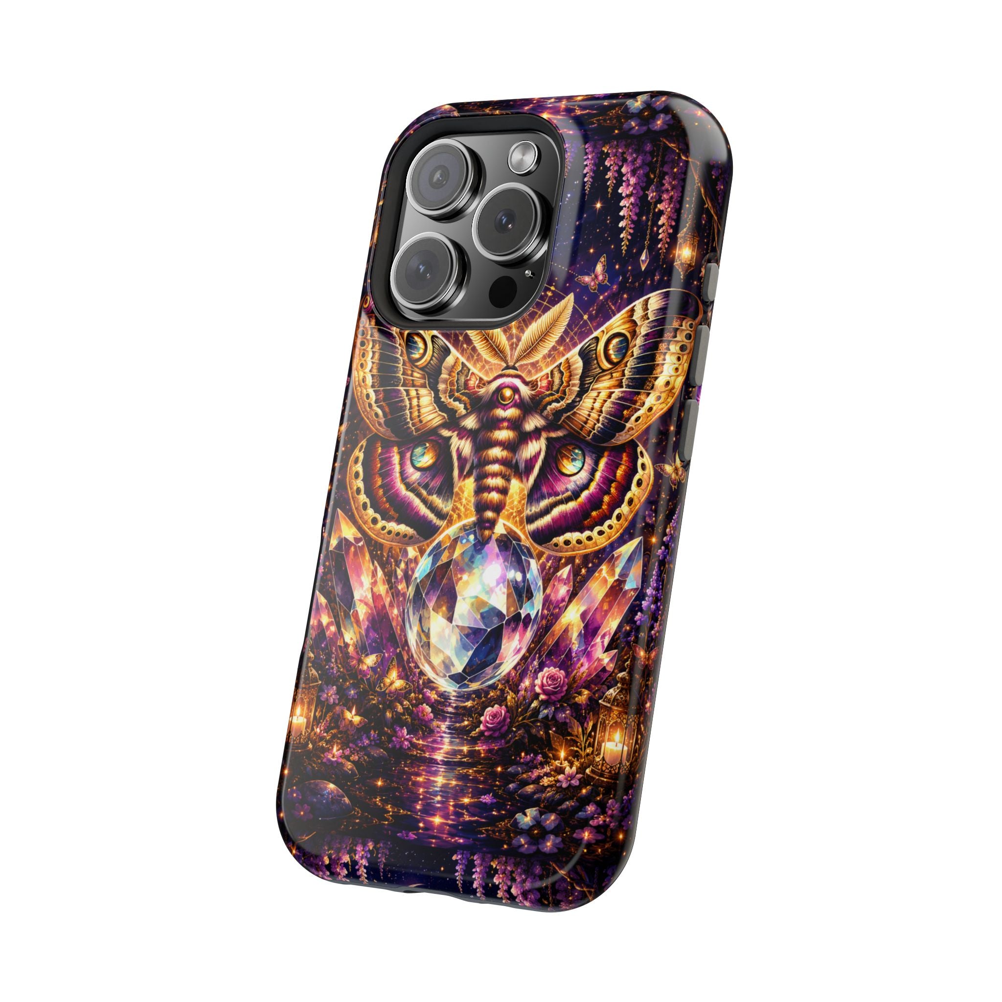Mystic Moth Crystal Phone Case – Jewel-Toned MagSafe-Compatible Cover