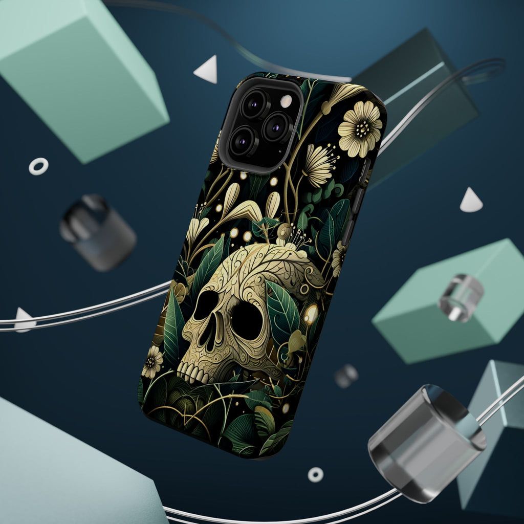 Floral Skull Phone Case – Botanical Gothic MagSafe-Compatible Cover