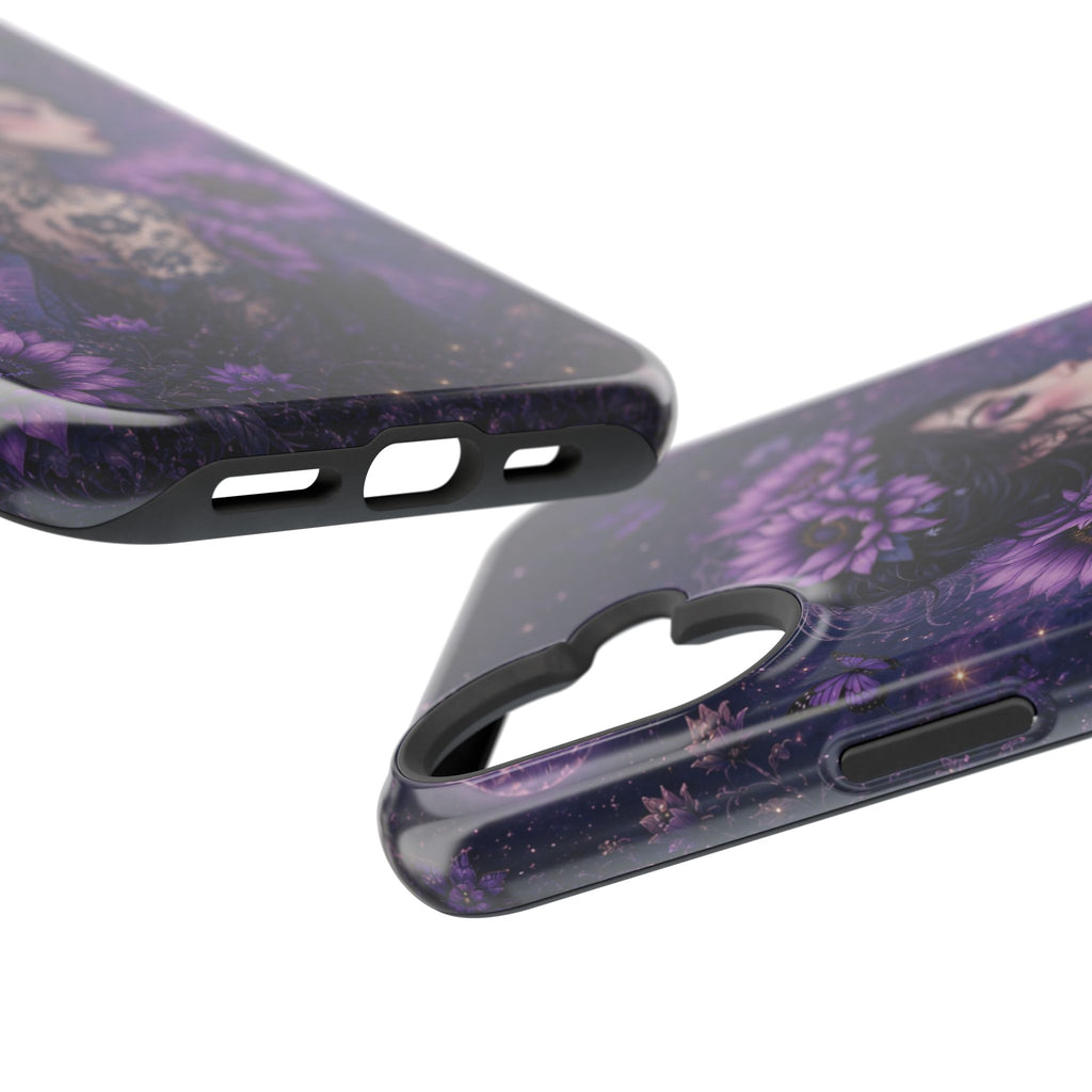 Gothic Floral Woman Phone Case – Dark Botanical MagSafe-Compatible Cover