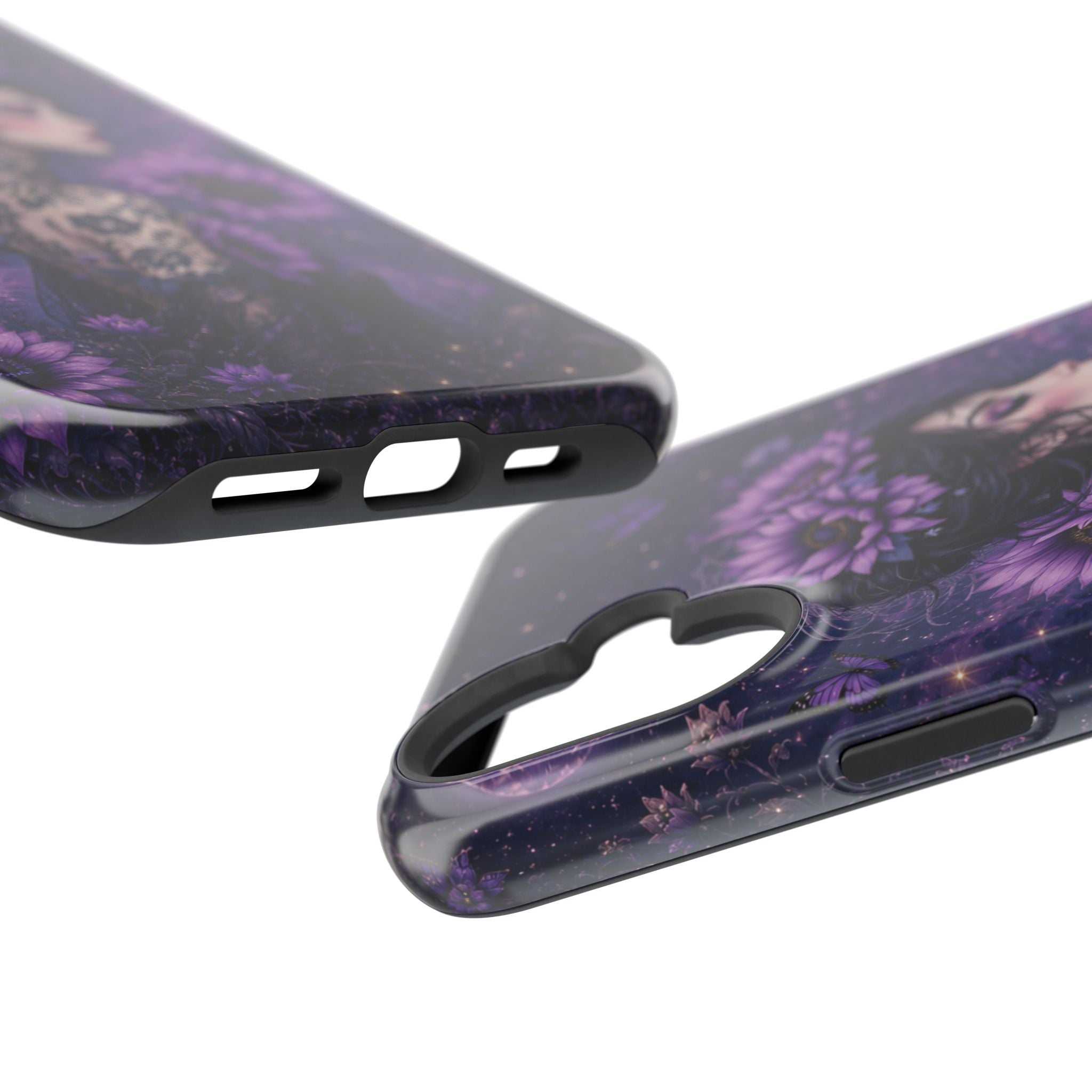 Gothic Floral Woman Phone Case – Dark Botanical MagSafe-Compatible Cover