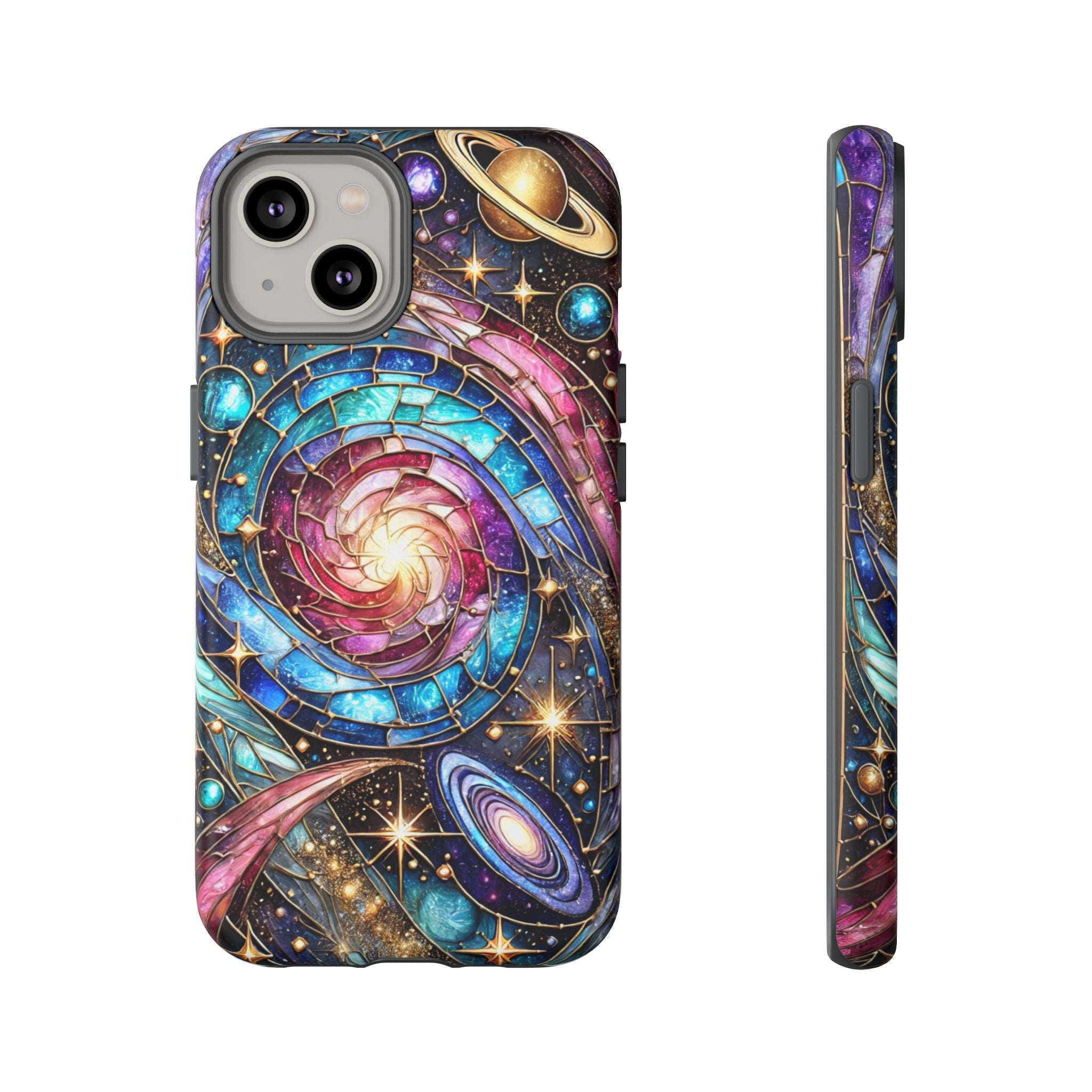 Galaxy Swirl Stained Glass Phone Case – Cosmic Celestial Cover