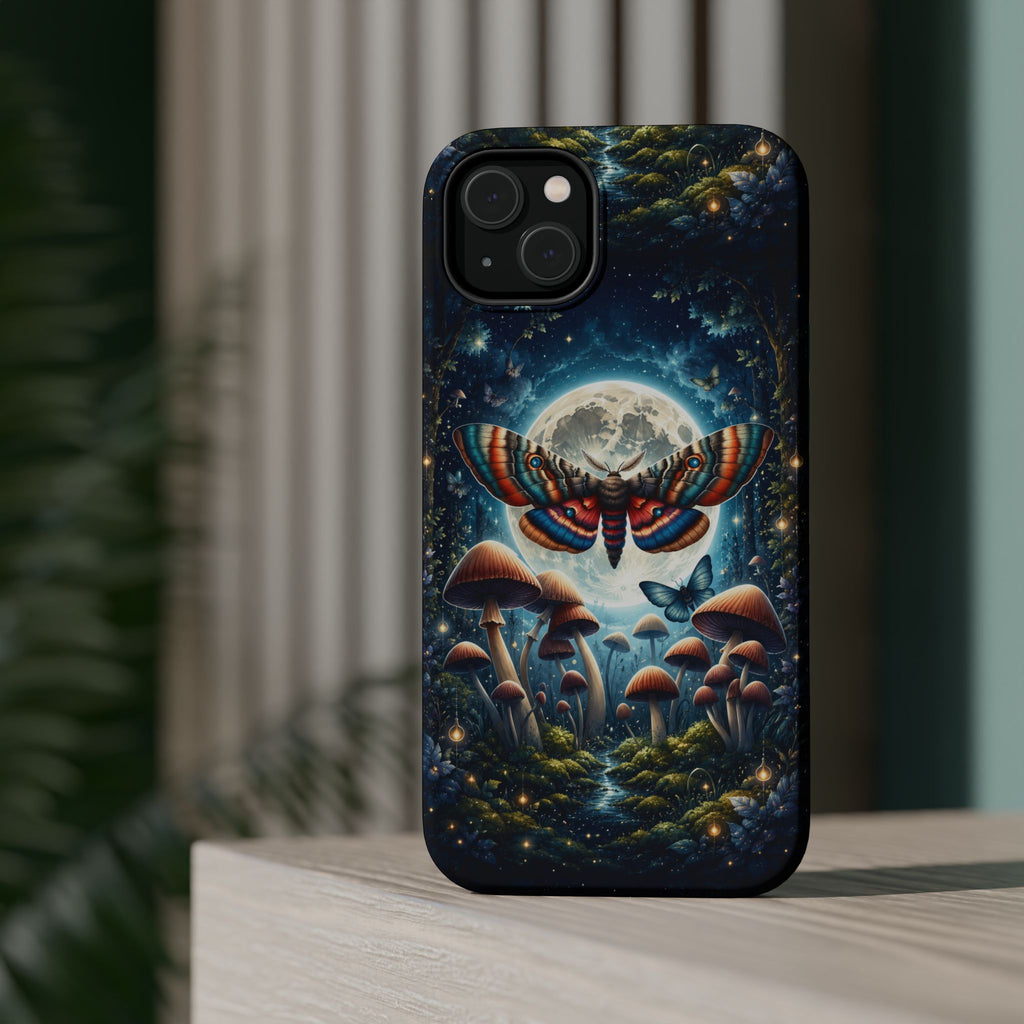 Mystic Moth Moon Phone Case – Whimsical MagSafe-Compatible Cover