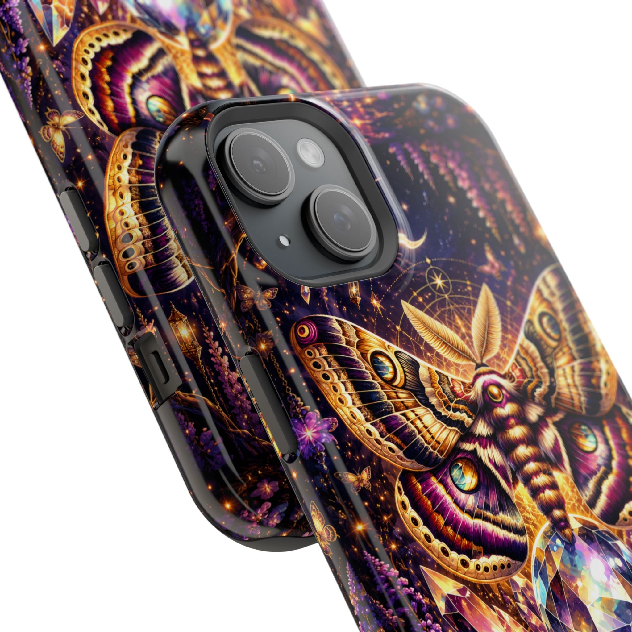 Mystic Moth Crystal Phone Case – Jewel-Toned MagSafe-Compatible Cover