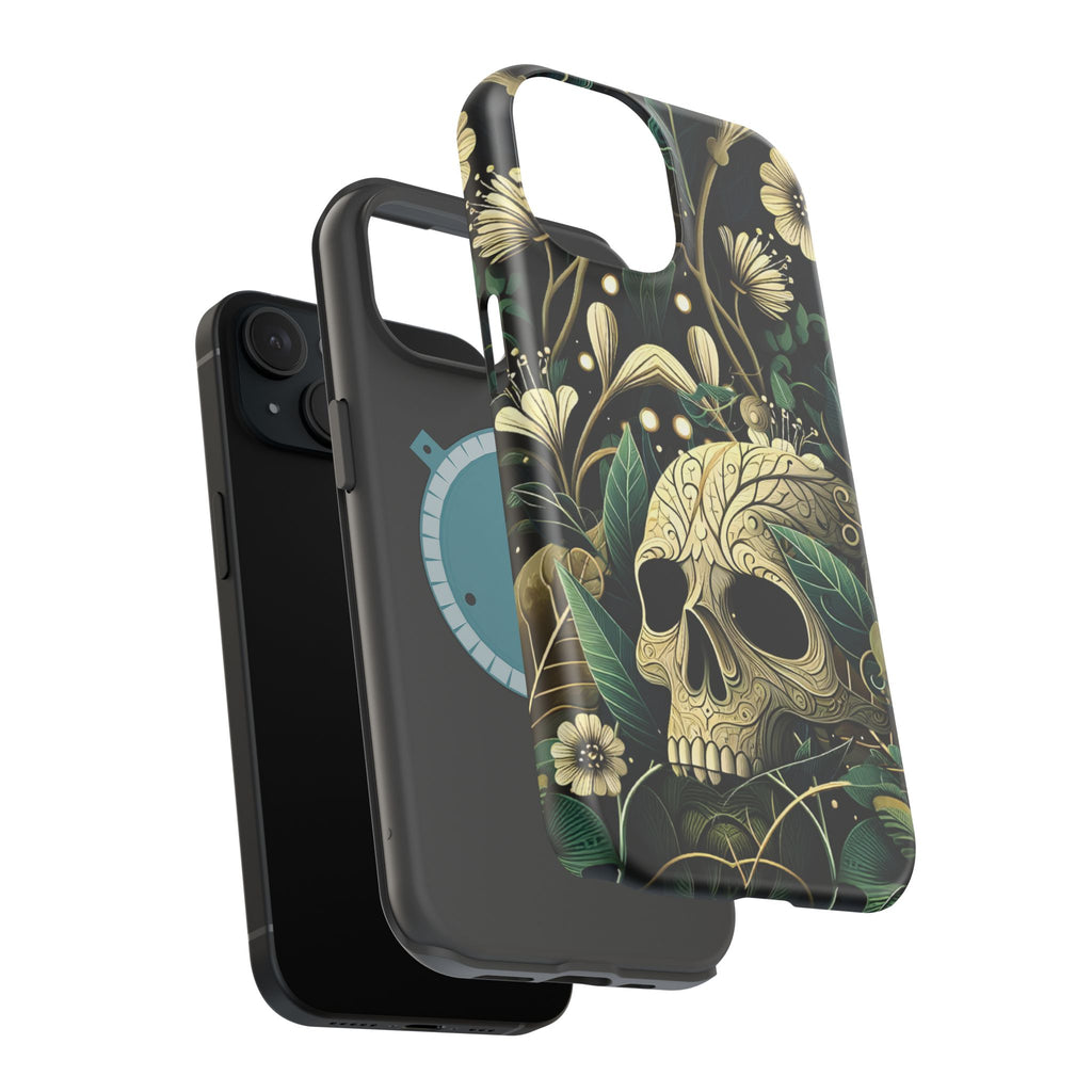 Floral Skull Phone Case – Botanical Gothic MagSafe-Compatible Cover