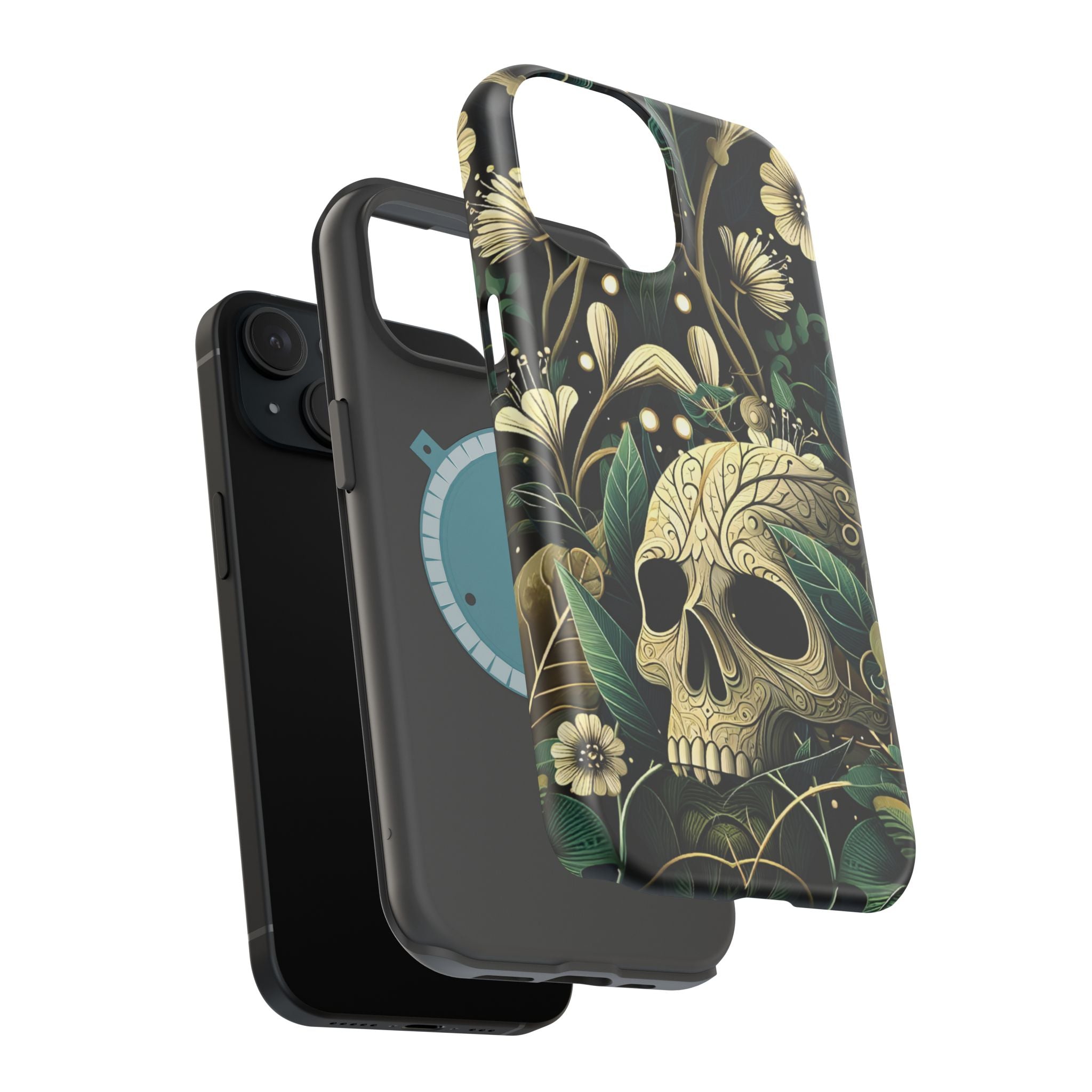 Floral Skull Phone Case – Botanical Gothic MagSafe-Compatible Cover