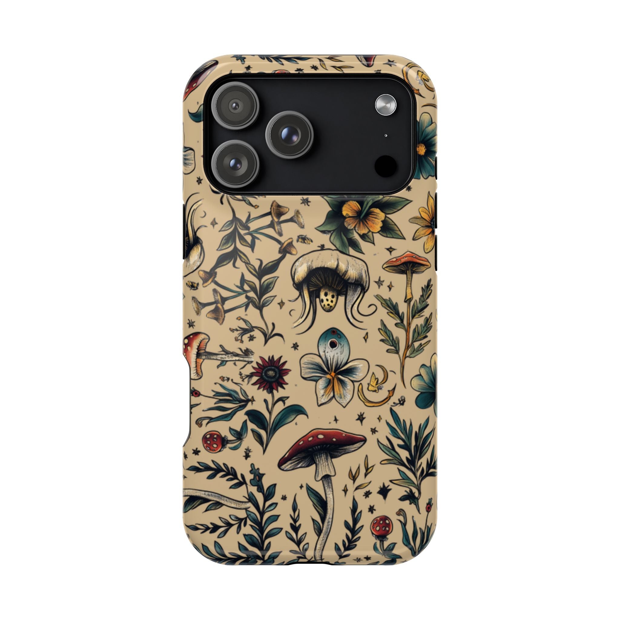 Vintage Botanical Mushroom Phone Case – MagSafe-Compatible Cover