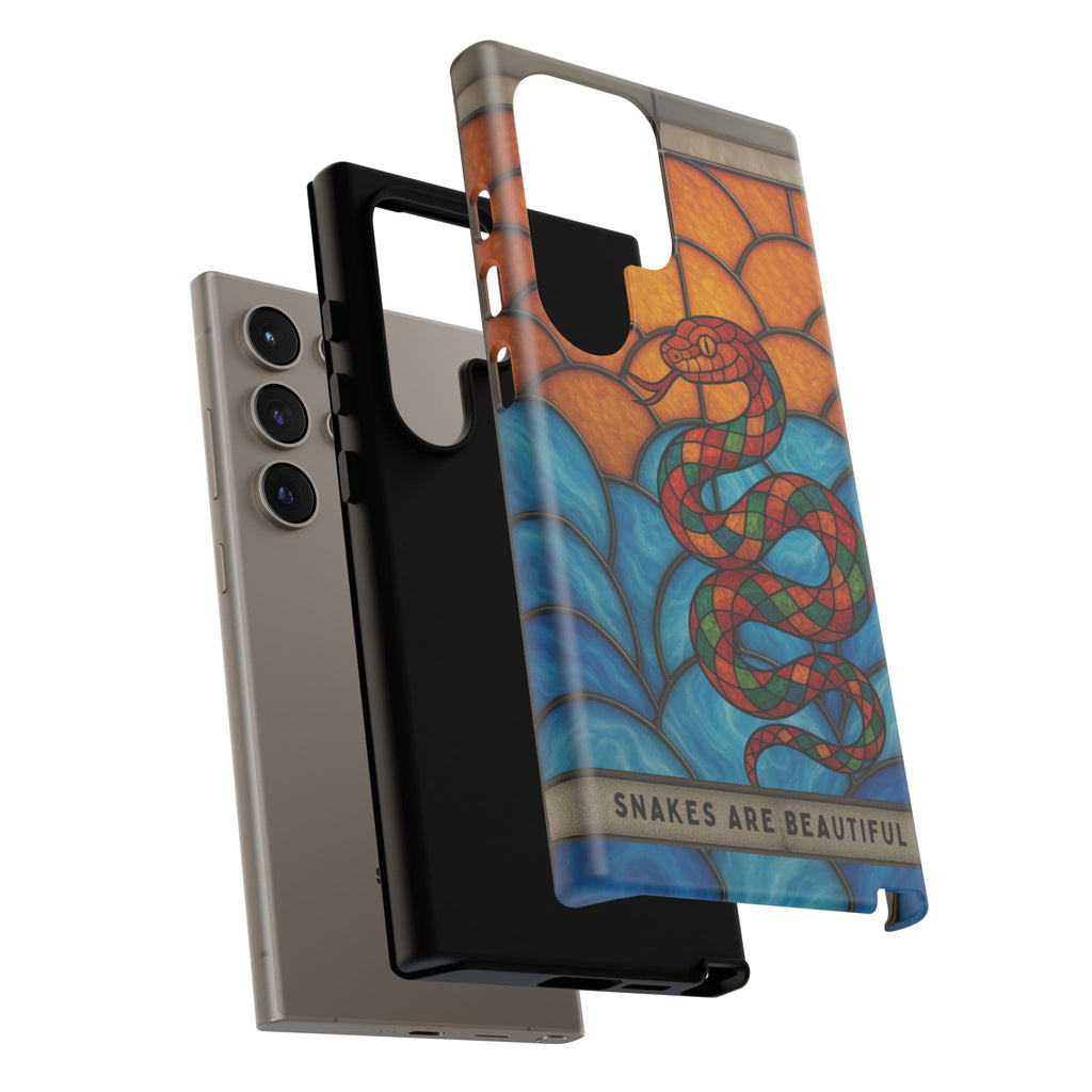 Snakes Are Beautiful Stained Glass Phone Case, Colorful Reptile Design Phone Cover, Nature Lovers Reptile Phone Case, Danger Noodle Case