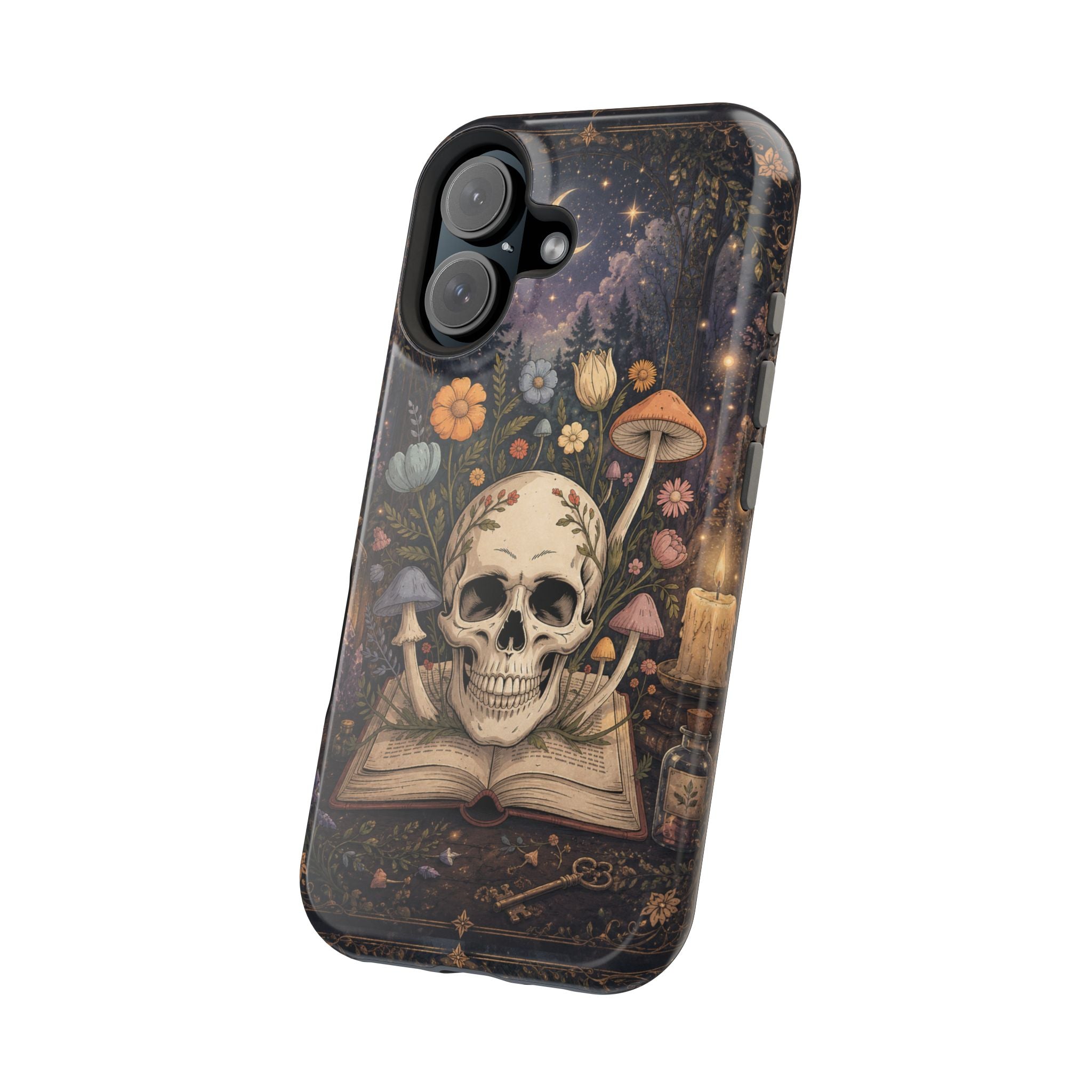 Skull & Mushroom Phone Case – Gothic MagSafe-Compatible Impact-Resistant Case