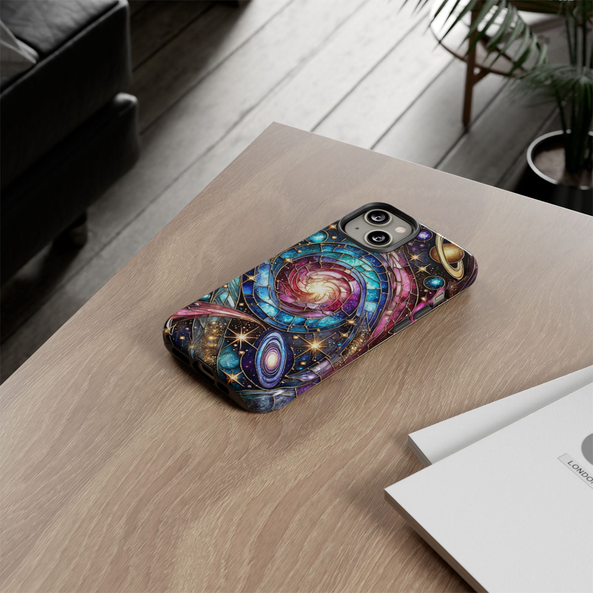 Galaxy Swirl Stained Glass Phone Case – Cosmic Celestial Cover