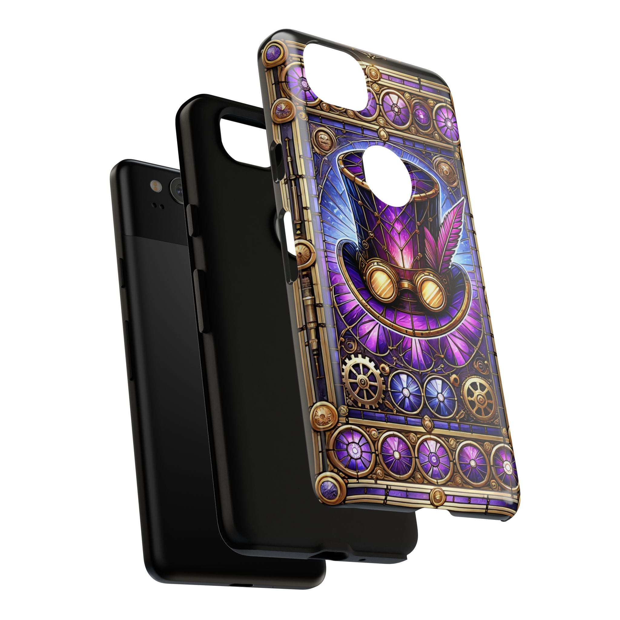 Stained Glass Steampunk Android Phone Case – 3D Full-Wrap Protective Cover with TPU Liner