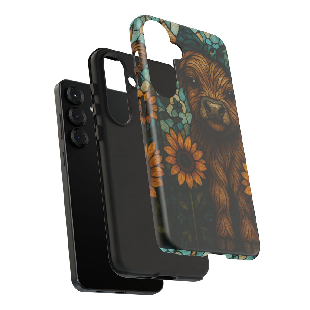 Stained Glass Baby Cow Phone Case – Sunflower Farmhouse Animal Design