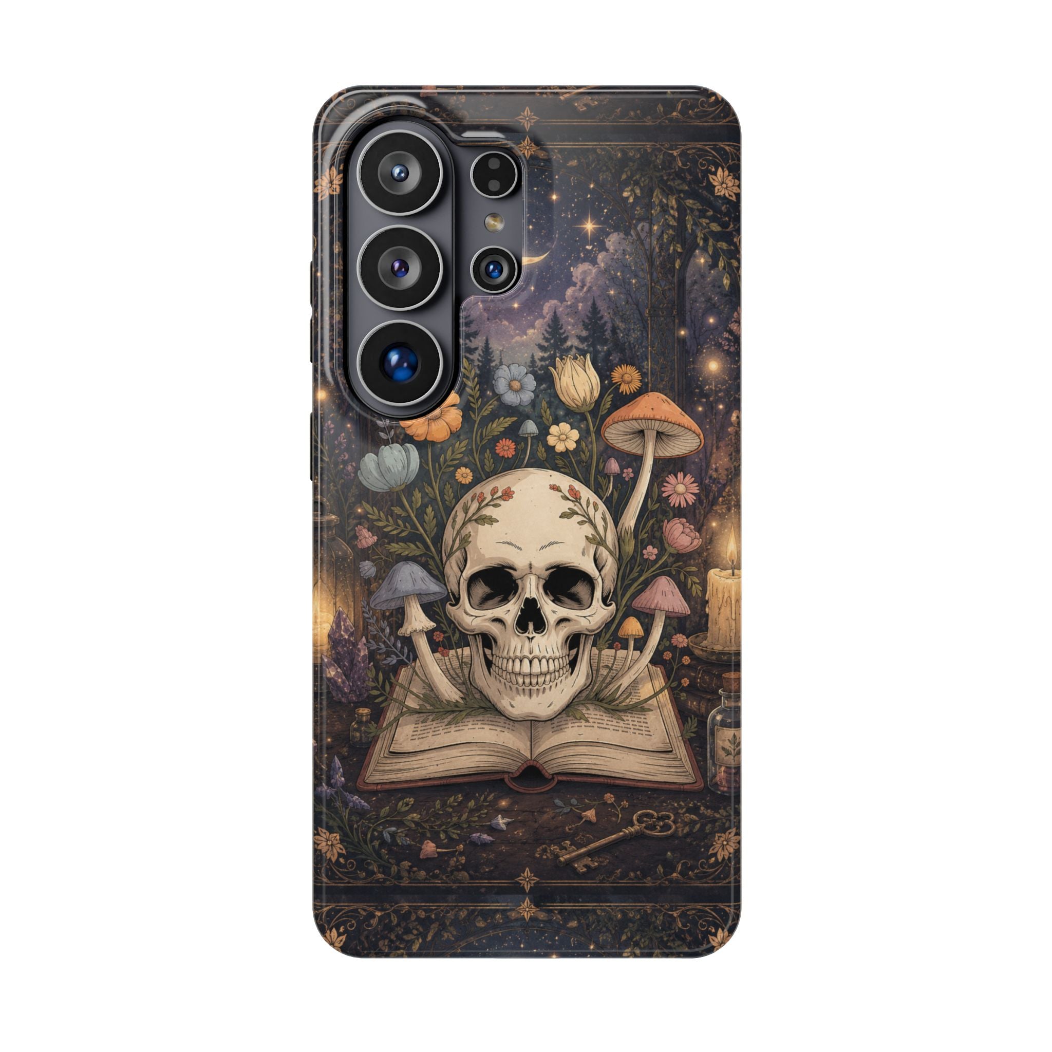 Skull & Mushroom Phone Case – Gothic MagSafe-Compatible Impact-Resistant Case