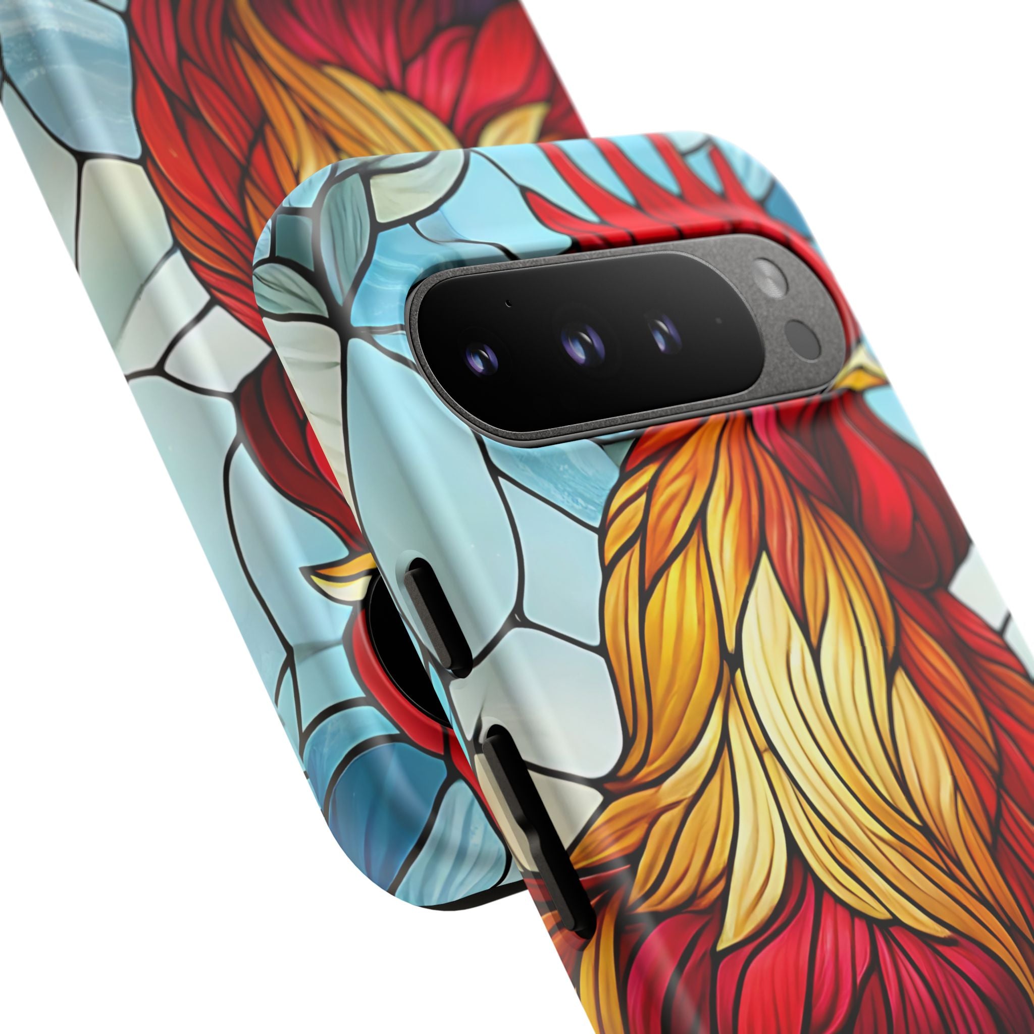 Colorful Stained Glass Rooster Android Case, Tough Protective Phone Cover, Farmhouse Decor Protective Phone Case, Unique Chicken Design