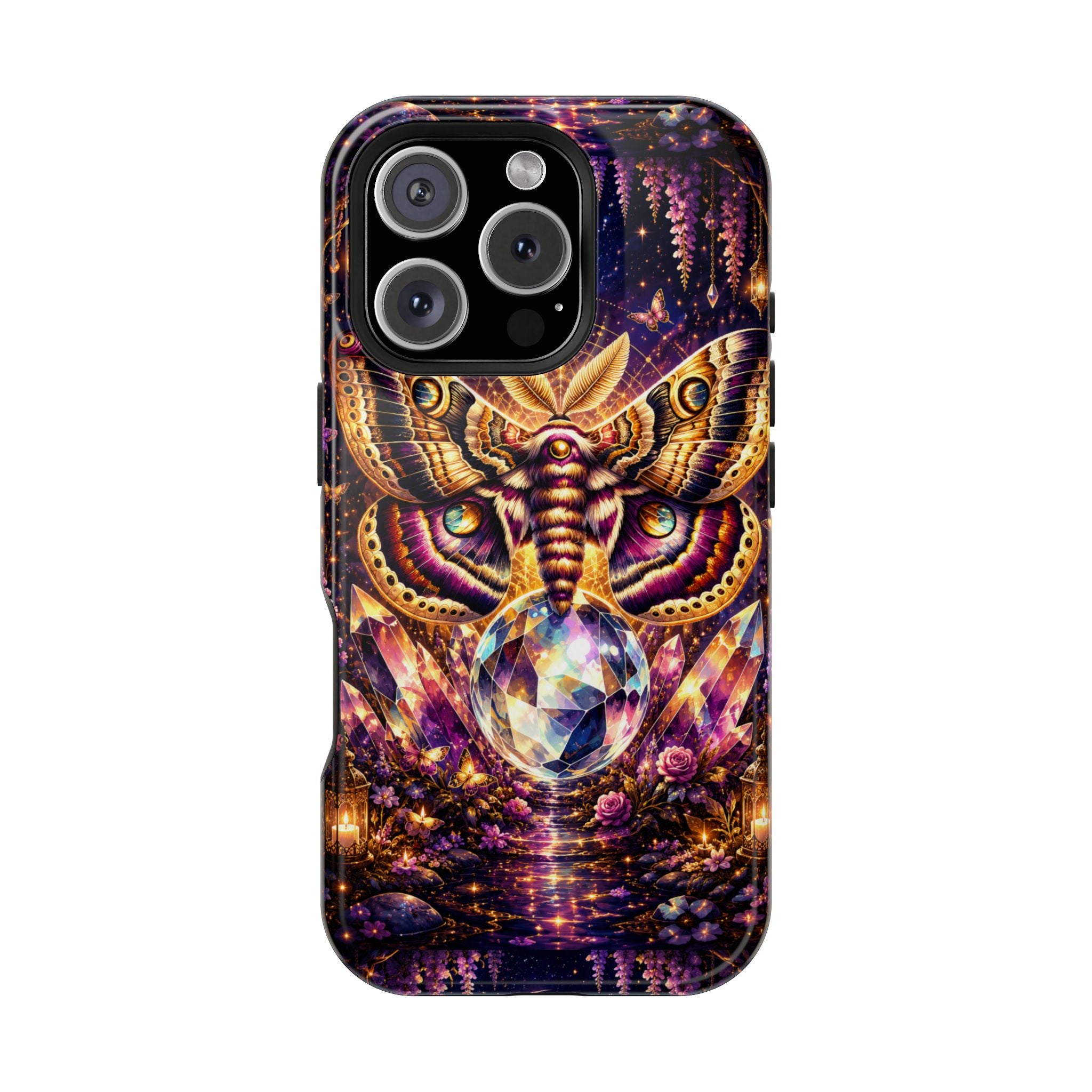 Mystic Moth Crystal Phone Case – Jewel-Toned MagSafe-Compatible Cover