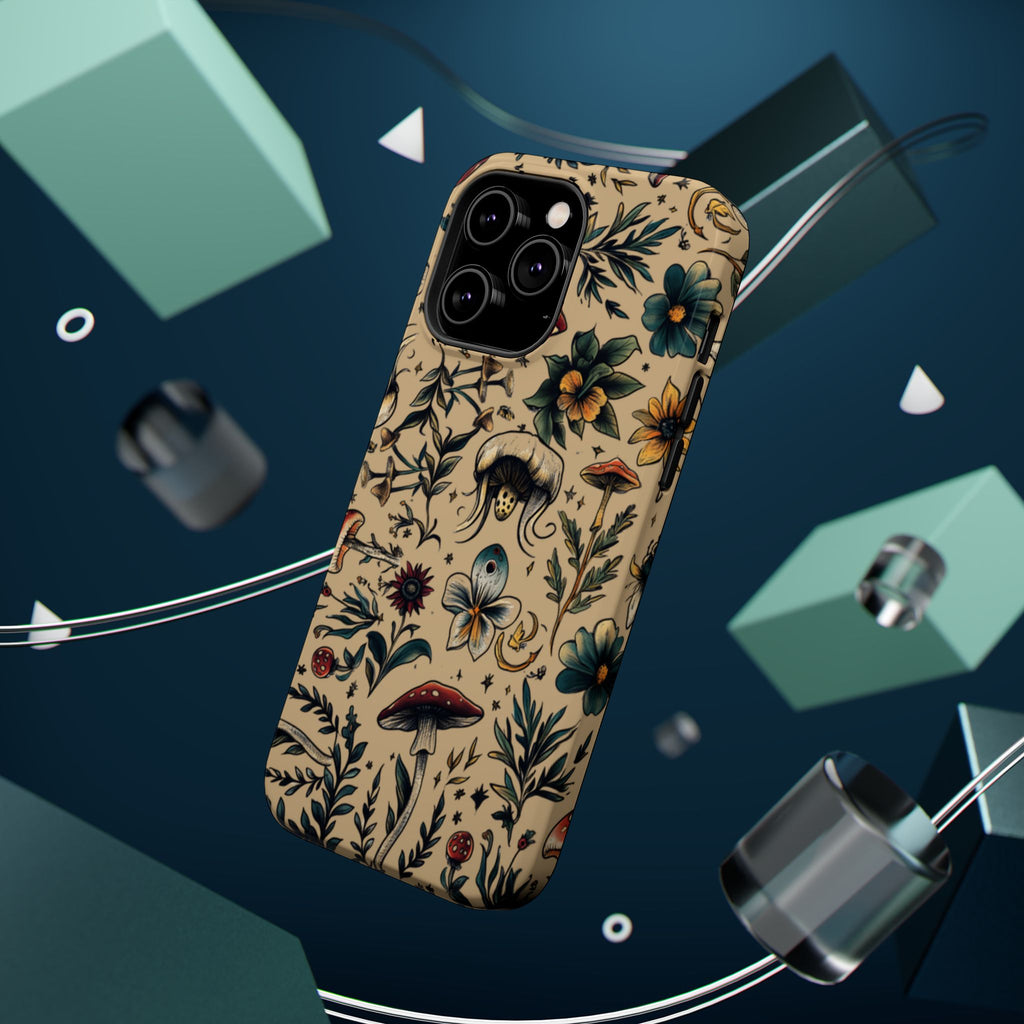 Vintage Botanical Mushroom Phone Case – MagSafe-Compatible Cover