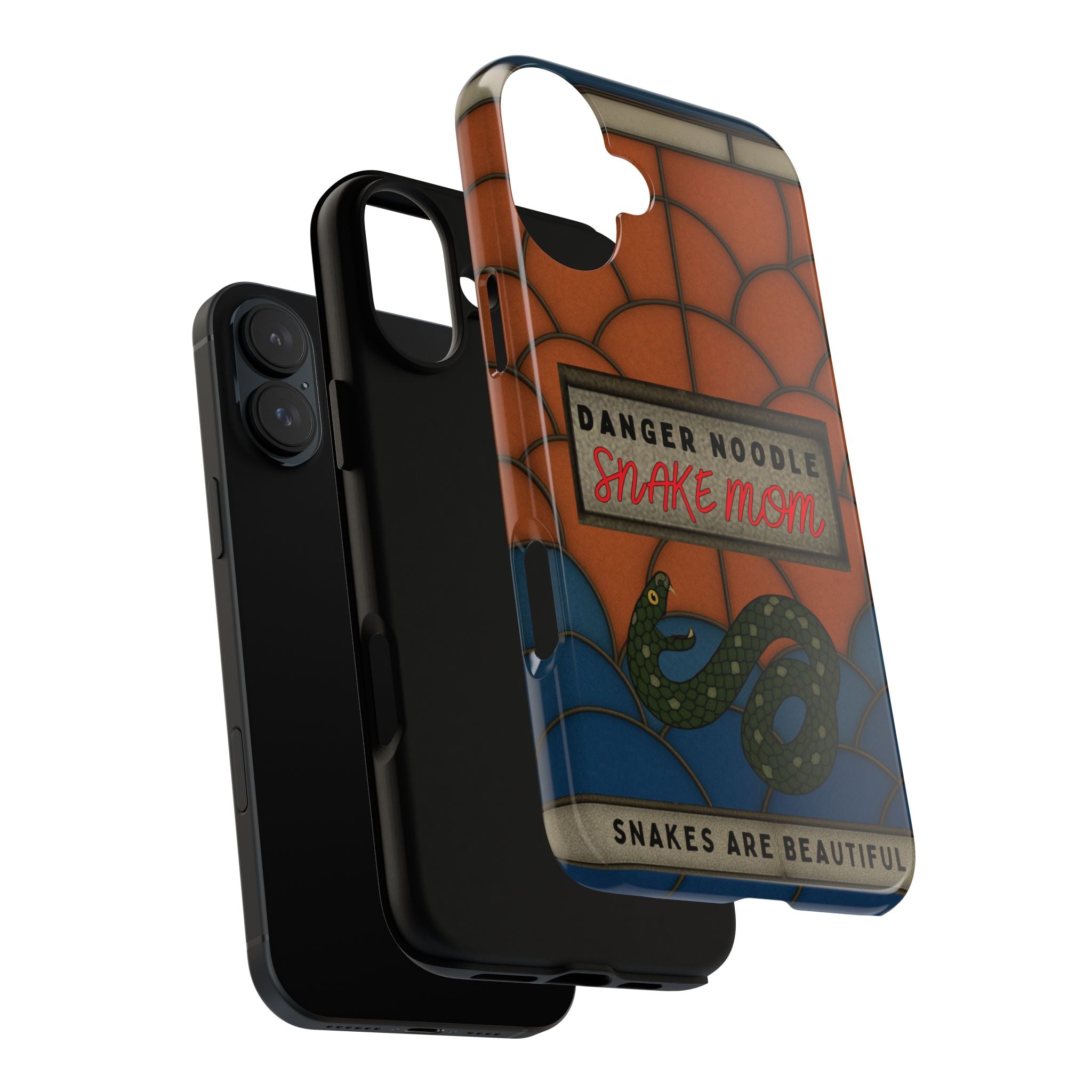 Danger Noodle Snake Mom Phone Case | Snakes Are Beautiful |Stained Glass Snake Art | Funny Snake Lover Gift |  Reptile Mom Phone Cover