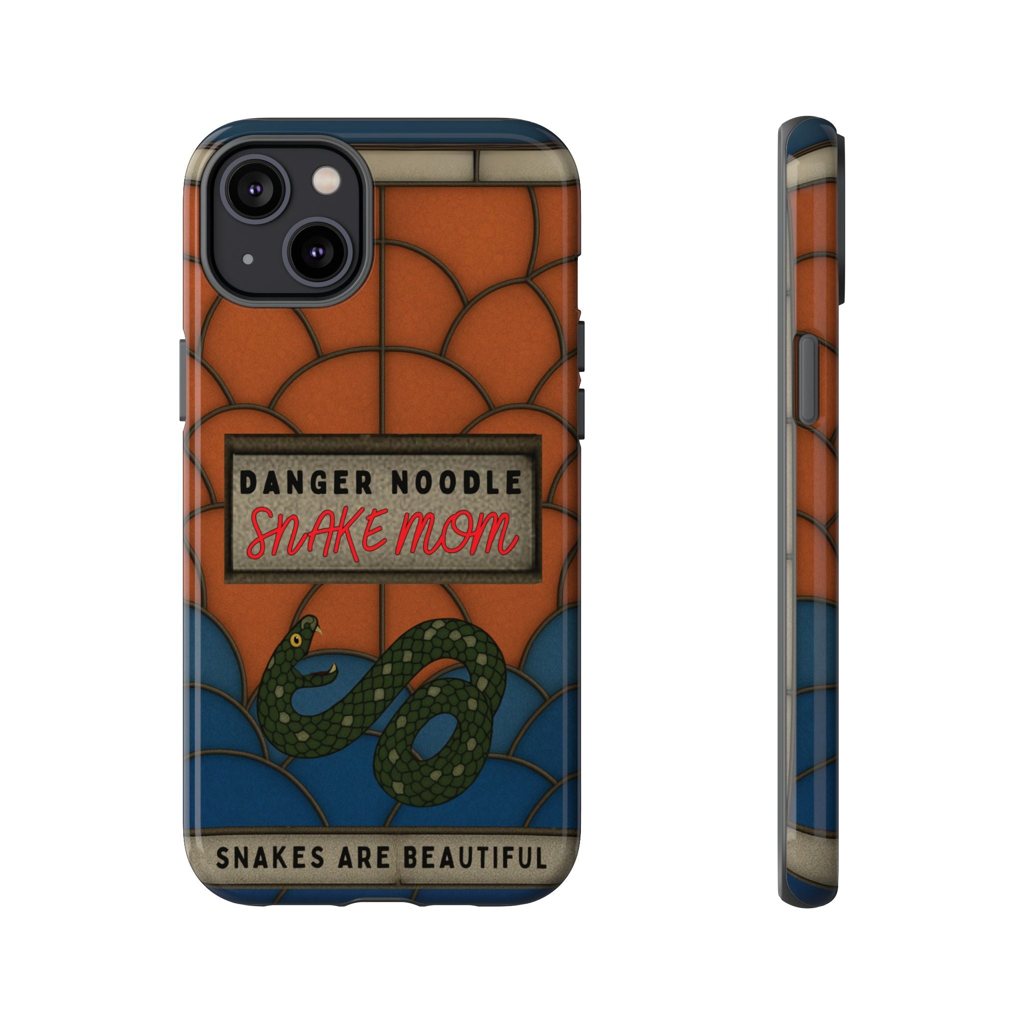 Danger Noodle Snake Mom Phone Case | Snakes Are Beautiful |Stained Glass Snake Art | Funny Snake Lover Gift |  Reptile Mom Phone Cover