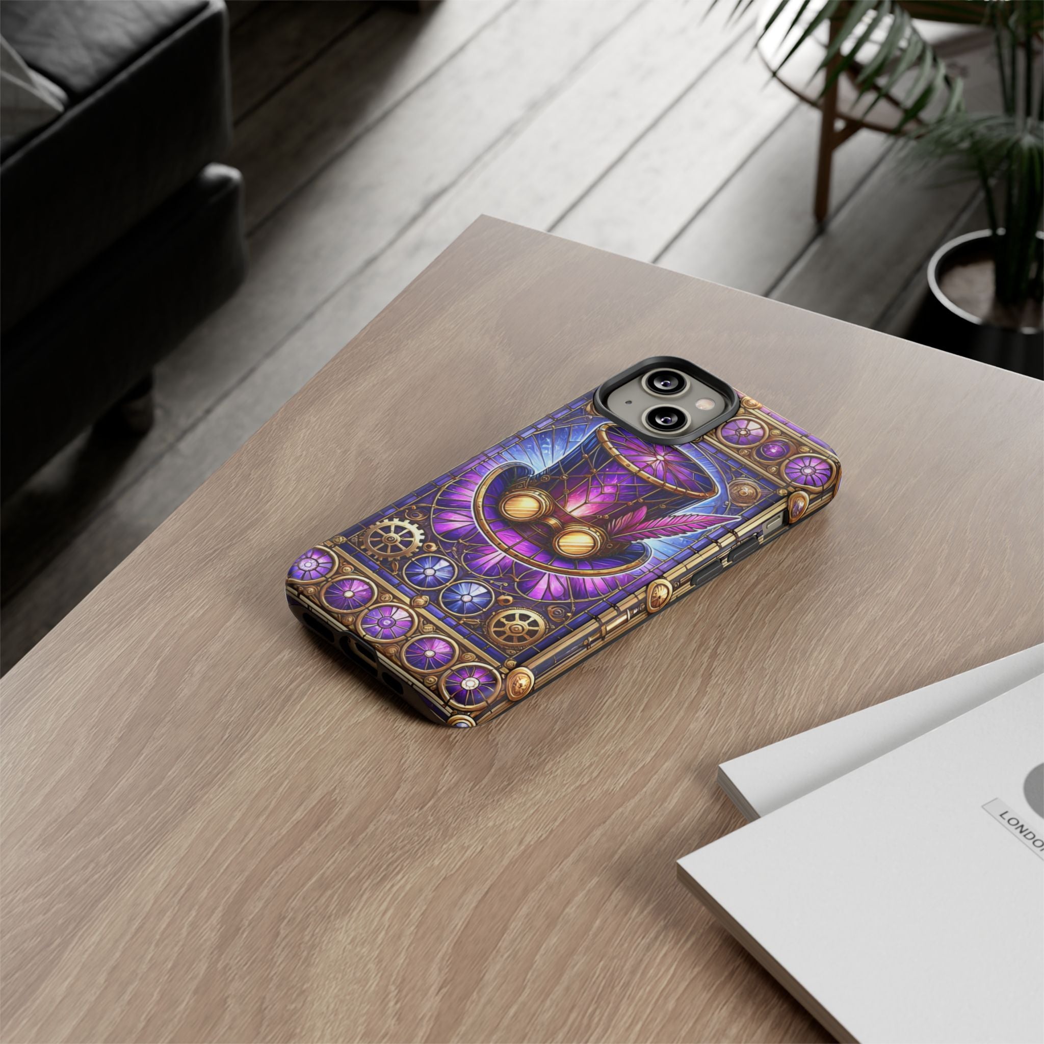 Stained Glass Steampunk iPhone Case – 3D Full-Wrap Protective Phone Cover With TPU Liner