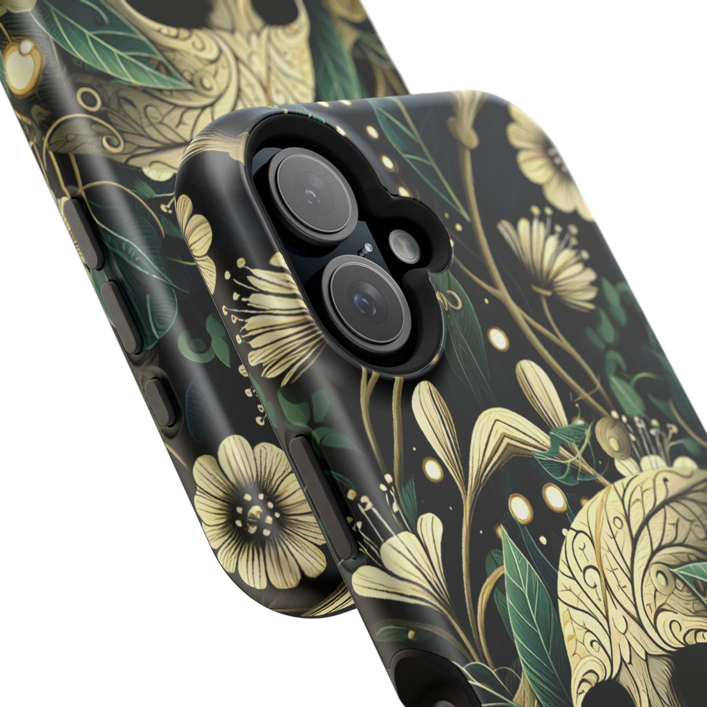 Floral Skull Phone Case – Botanical Gothic MagSafe-Compatible Cover