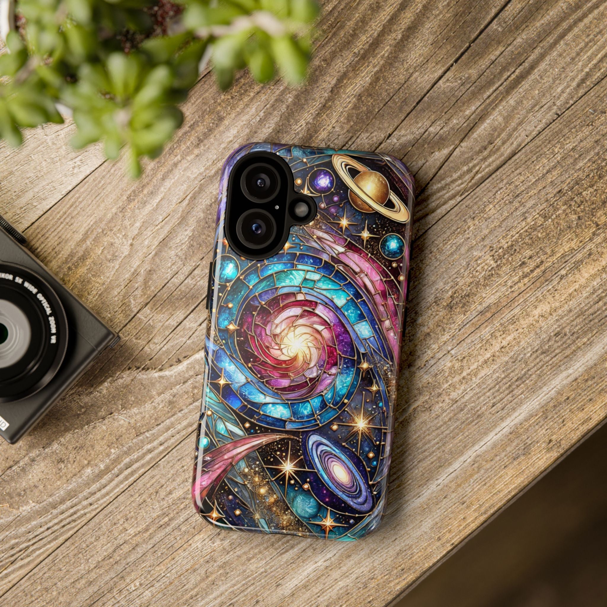 Galaxy Swirl Stained Glass Phone Case – Cosmic Celestial Cover