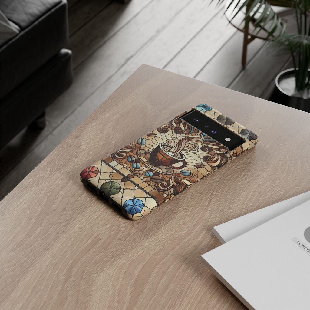 Stained Glass Coffee Android Phone Case – Shockproof TPU, 3D Wrap