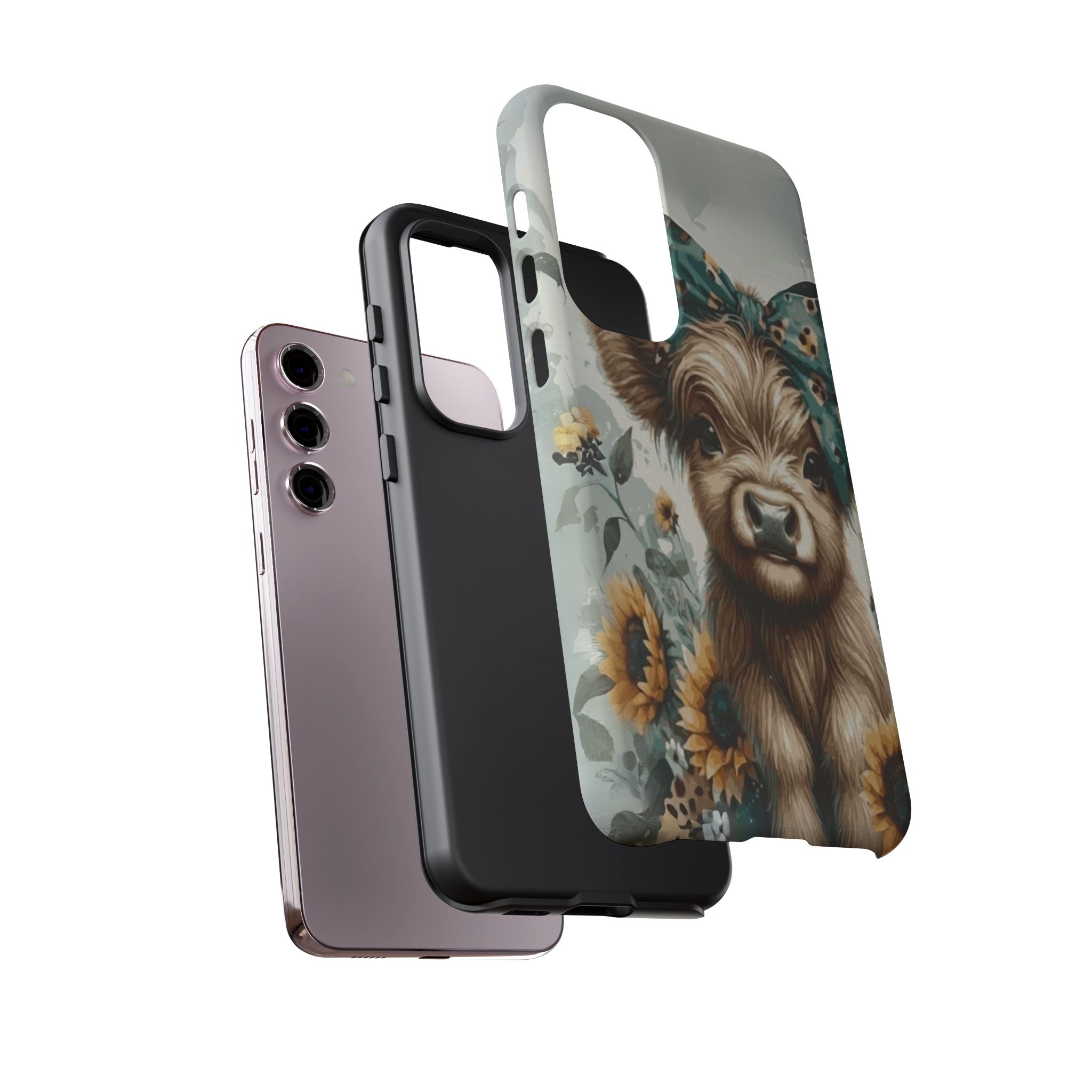 Adorable Cow Phone Case – Floral Farmhouse Design, Cute Animal Lover Gift