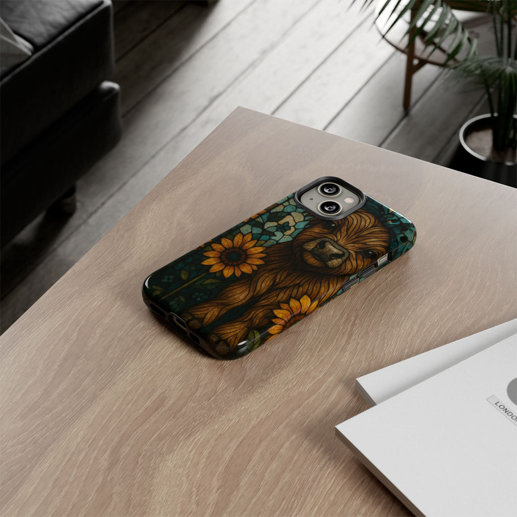 Stained Glass Baby Cow Phone Case – Sunflower Farmhouse Animal Design