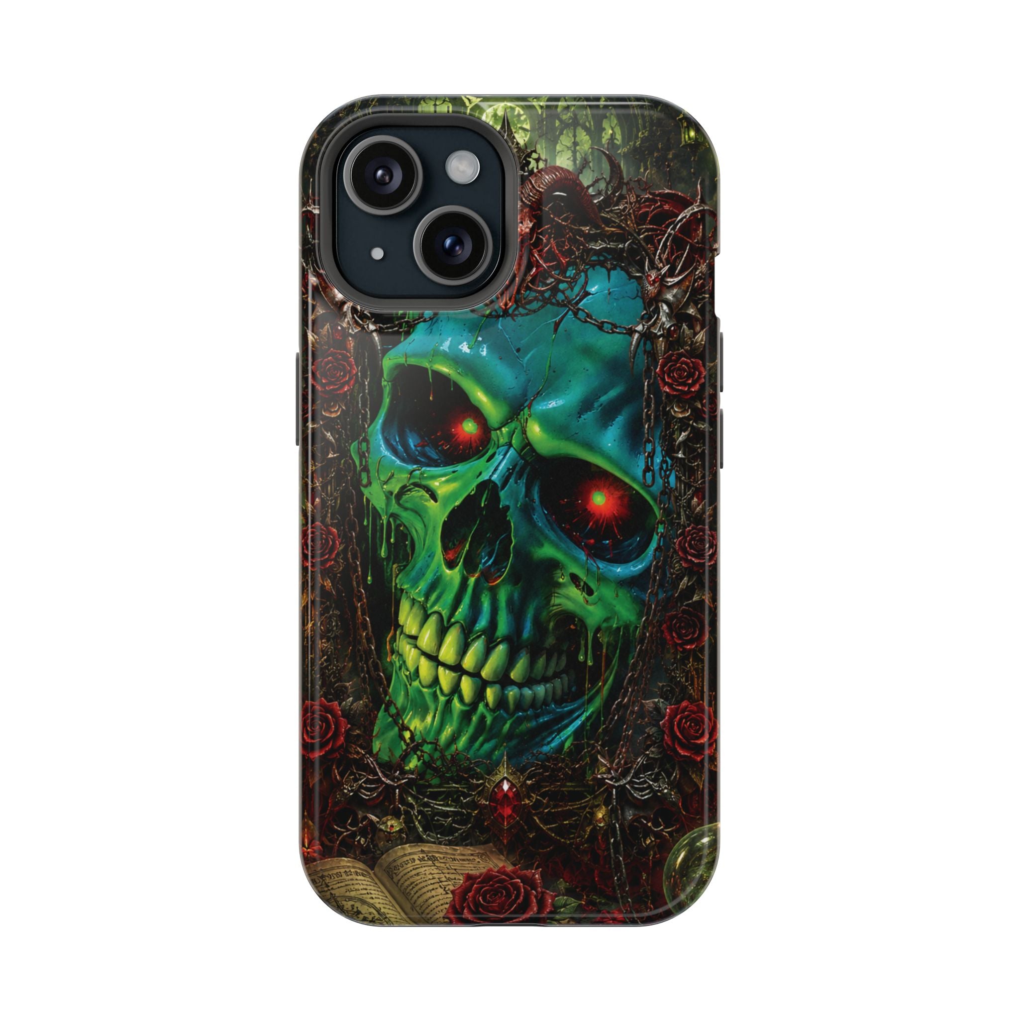 Skull Rose Phone Case – Gothic Impact-Resistant MagSafe-Compatible Cover