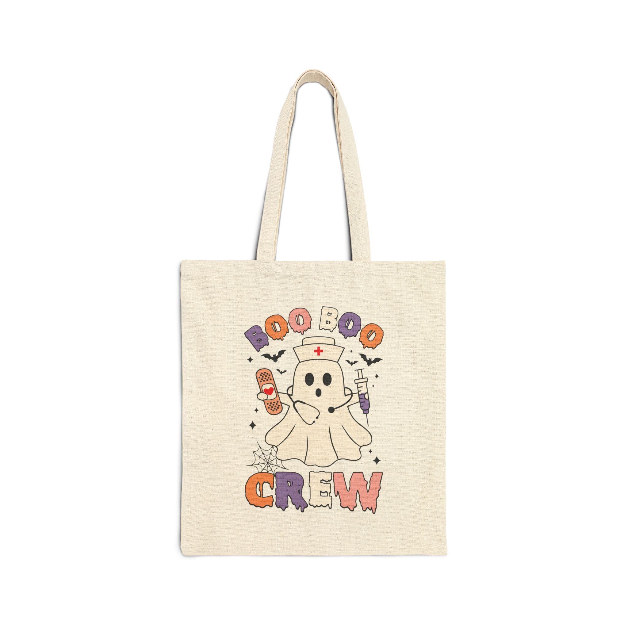 Boo-boo Crew Canvas Nurse Tote Bag - Spooky Season Medical Student Gift, Halloween Trick or Treat Bag, Healthcare Worker Reusable Laptop Bag