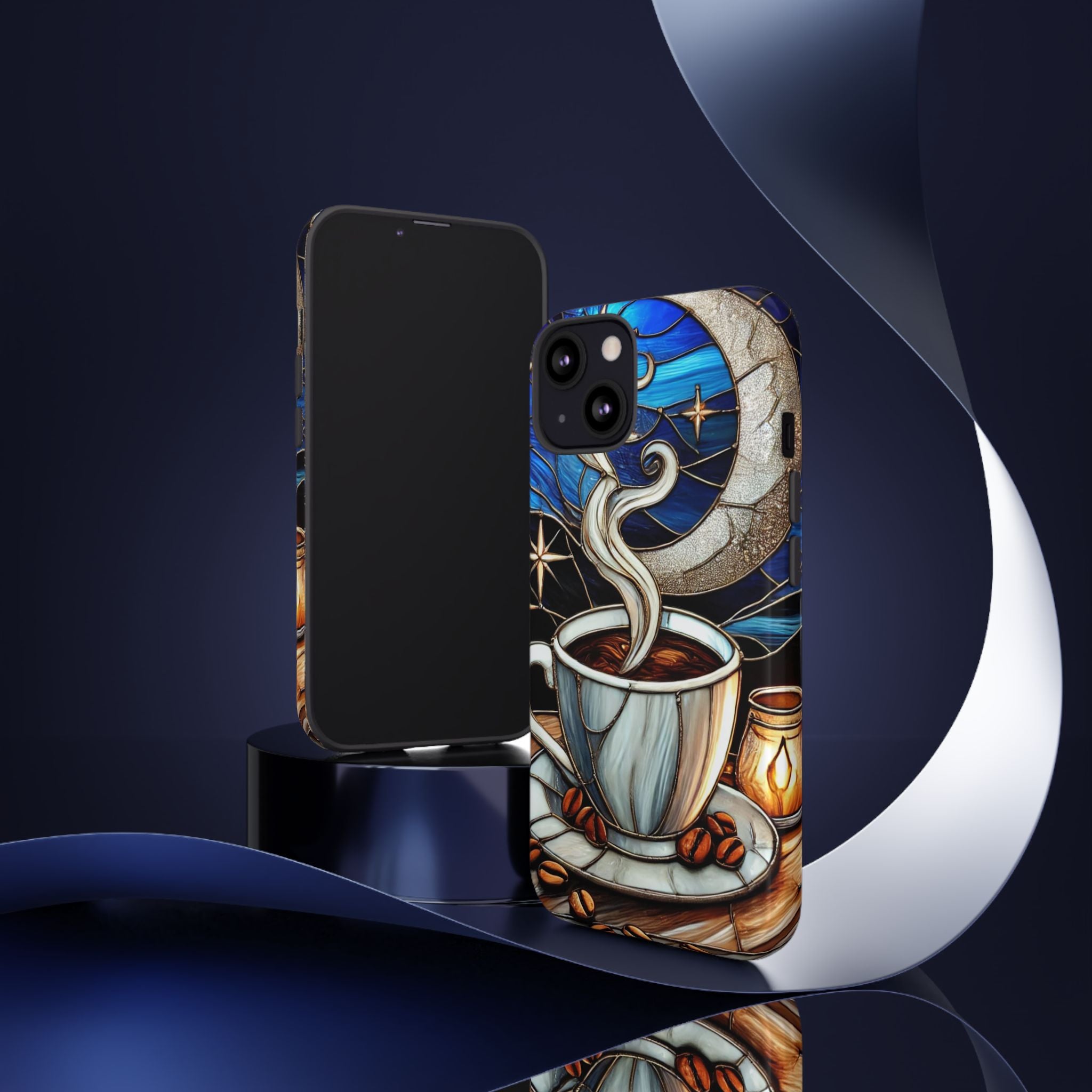 Stained Glass Coffee Phone Case – Cozy Artistic Design for Coffee Lovers